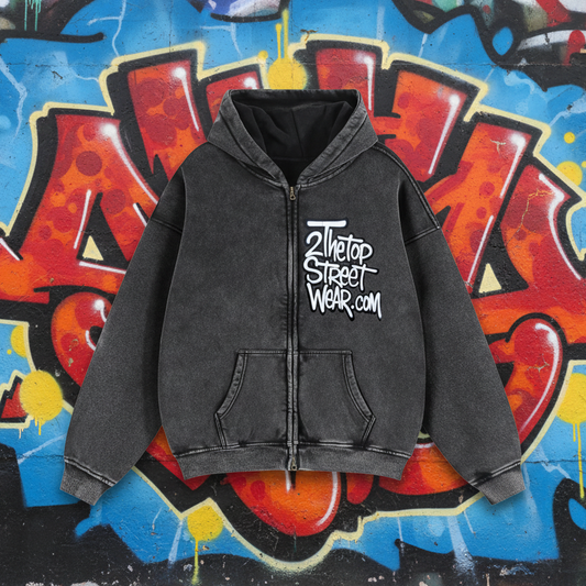 Mens Zip Up Hoodies Zip-Through Boxy Fleece Hoodie