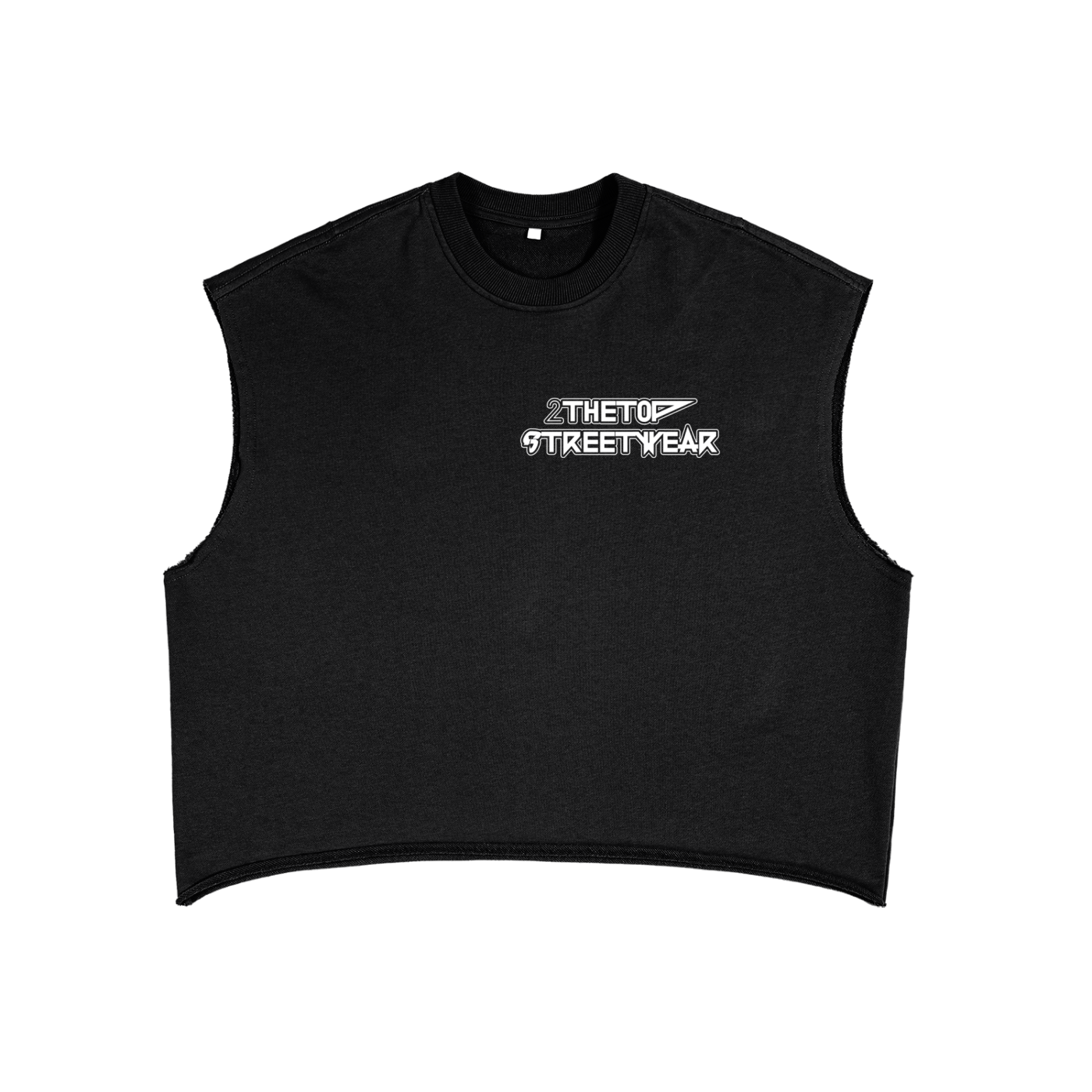 Unisex French Terry Tank Top in black and grey, cotton blend fabric, sleeveless boxy design with round neck, casual and streetwear style