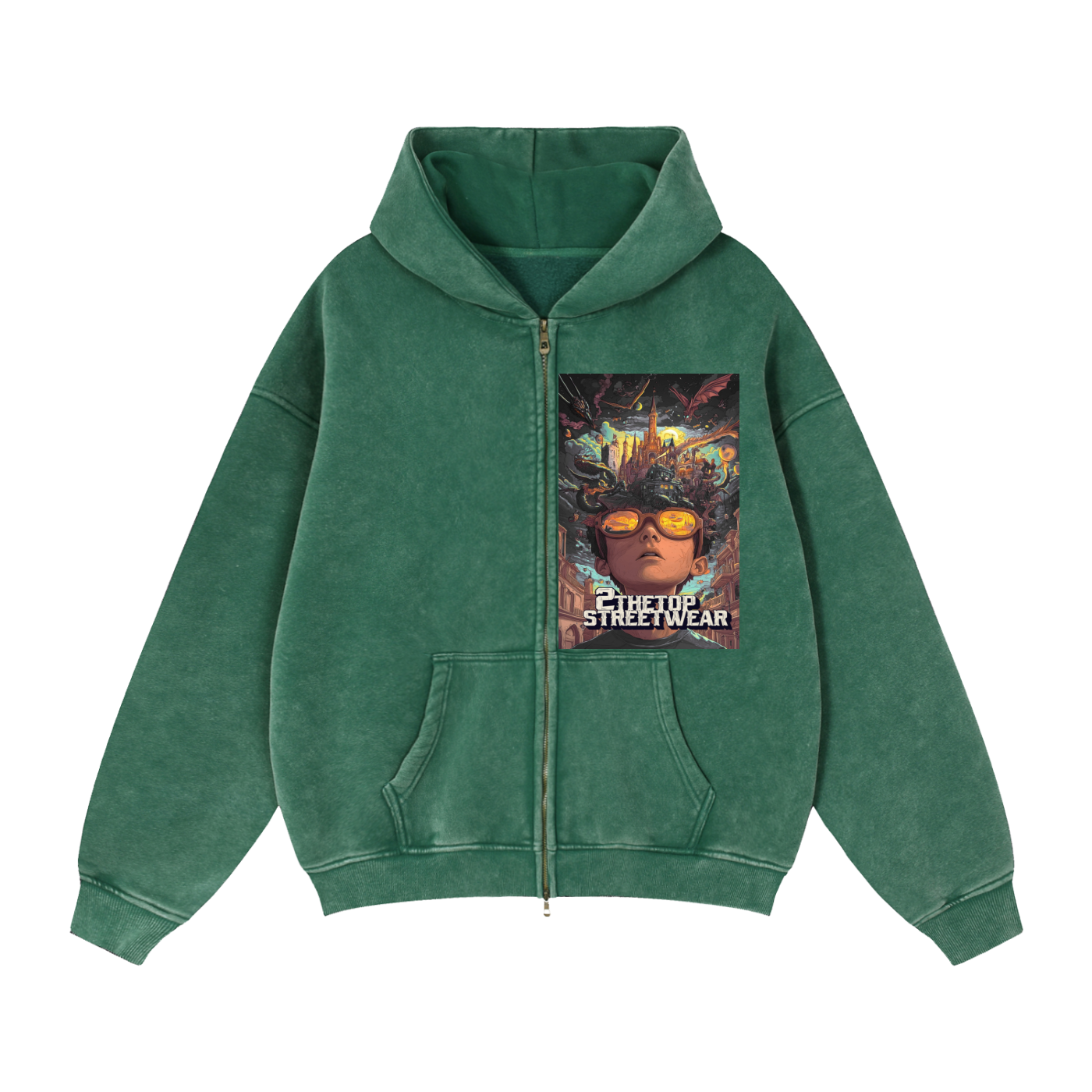 Zip-Through Boxy Fleece Hoodie