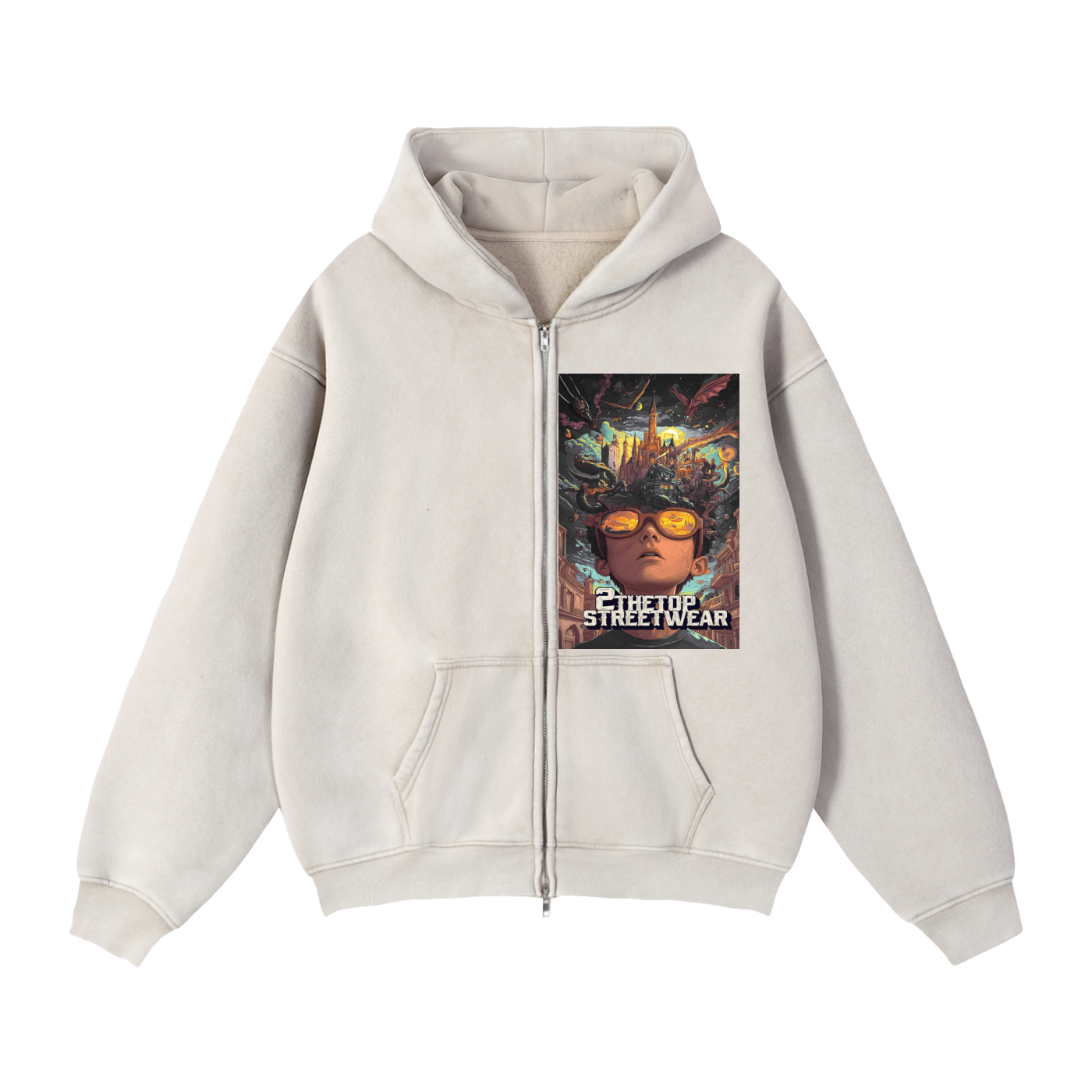 Zip-Through Boxy Fleece Hoodie