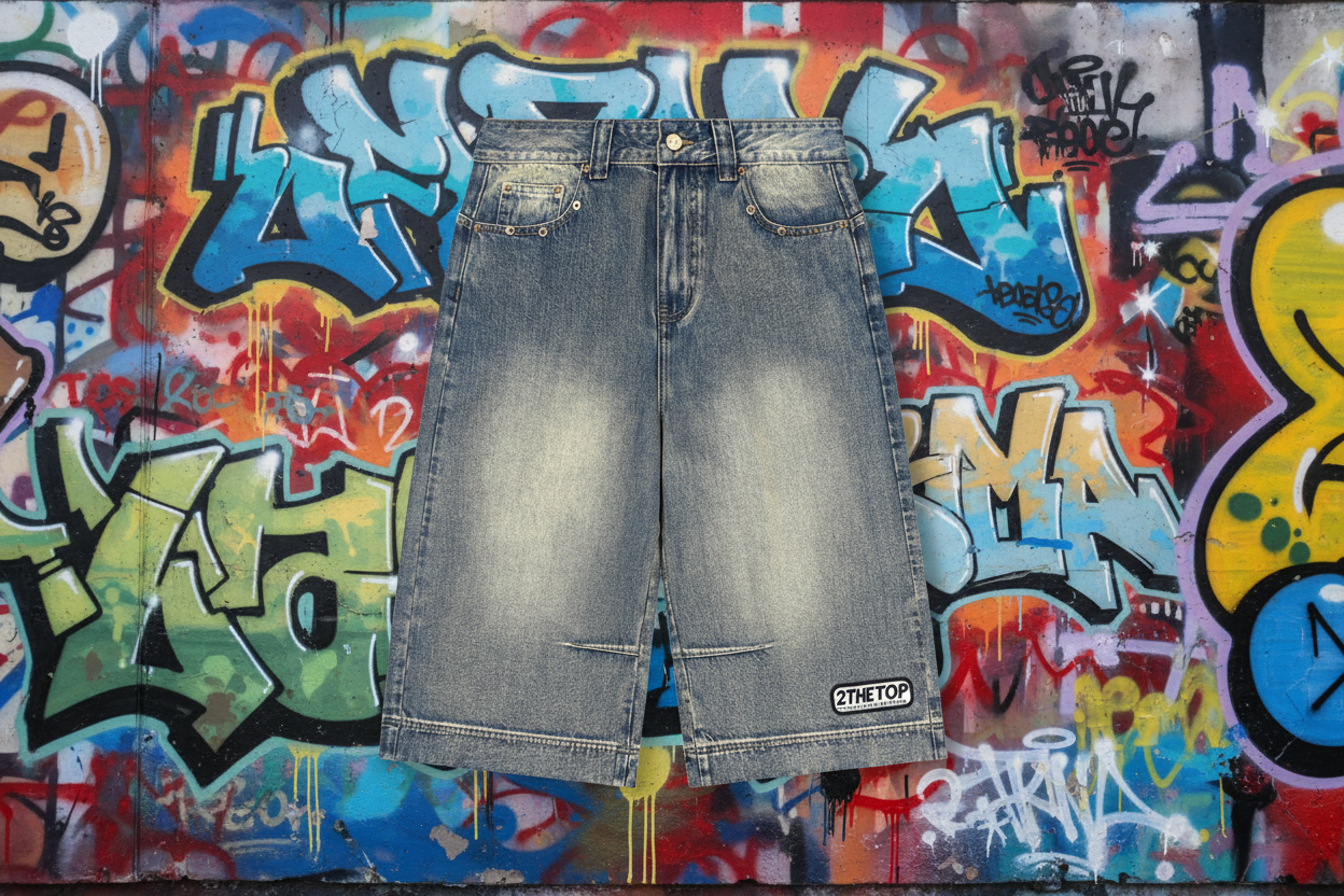 Vintage wash baggy denim shorts with loose fit and cotton blend fabric