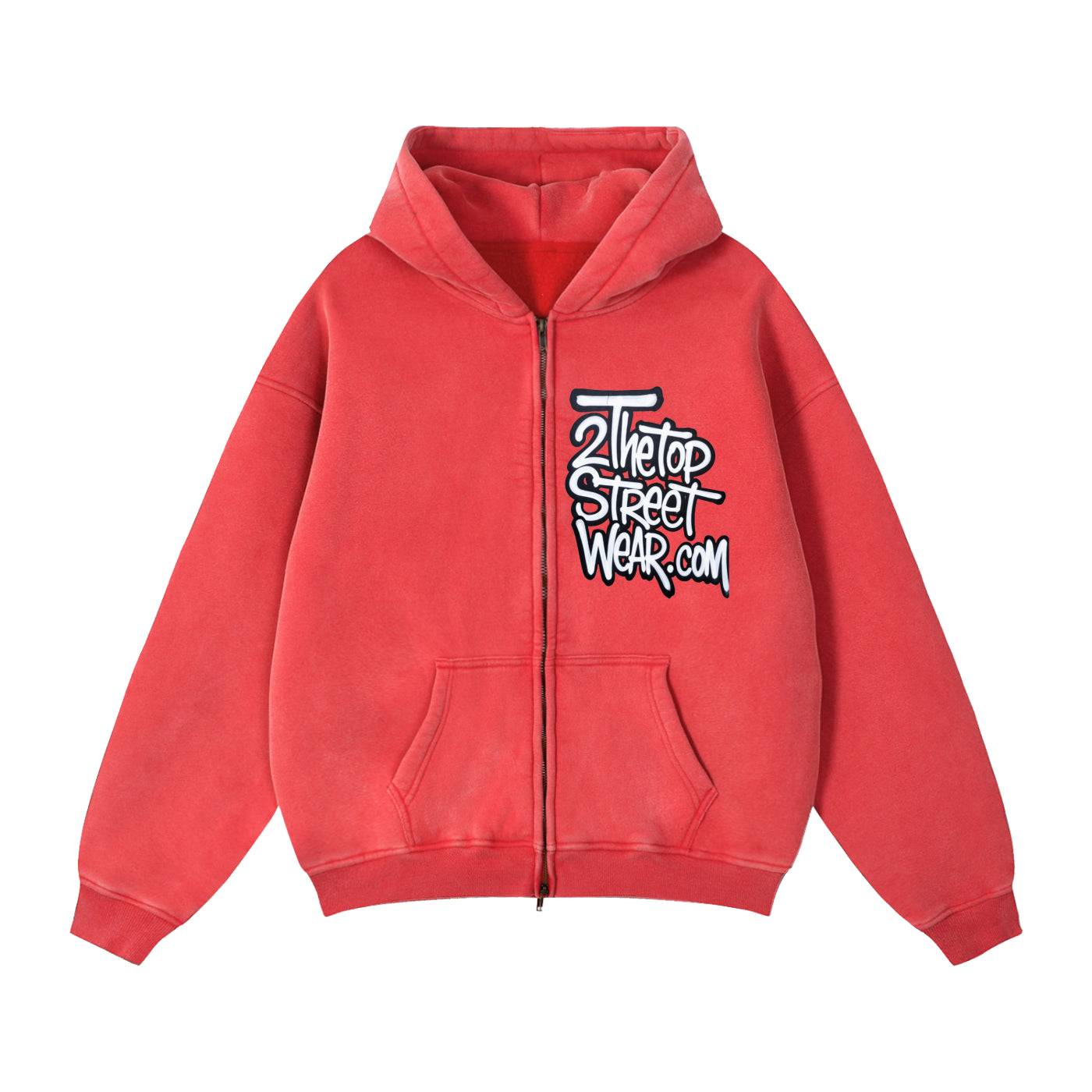 Mens Zip Up Hoodies Zip-Through Boxy Fleece Hoodie Streetwear Styling.