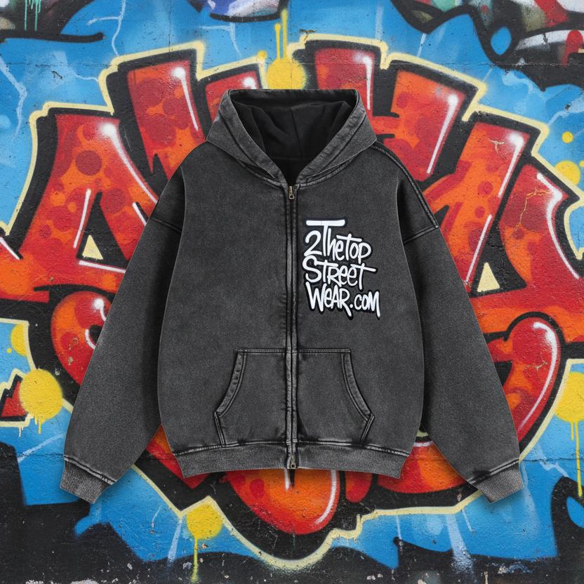 Men's zip up hoodie boxy fleece streetwear casual style