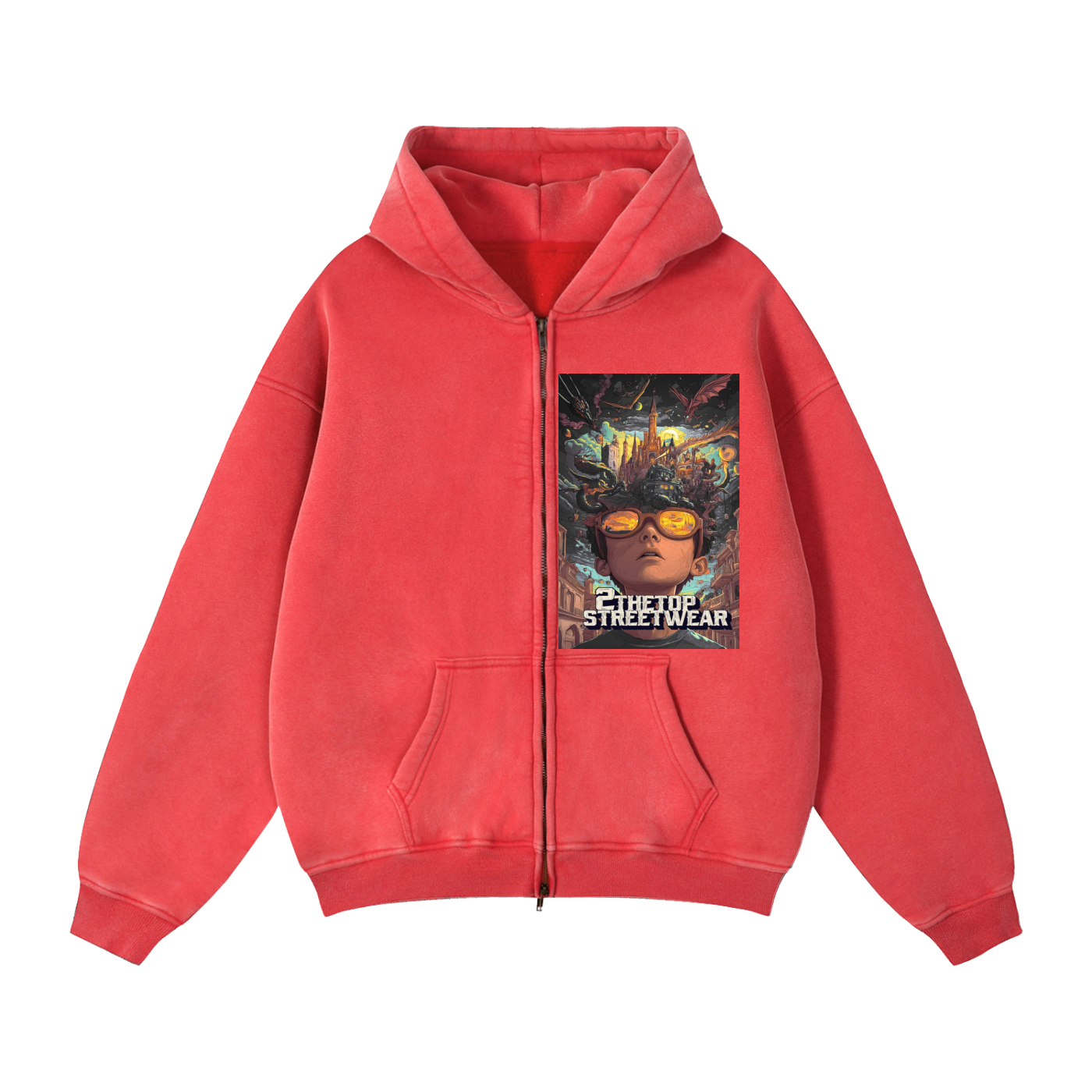 Zip-Through Boxy Fleece Hoodie