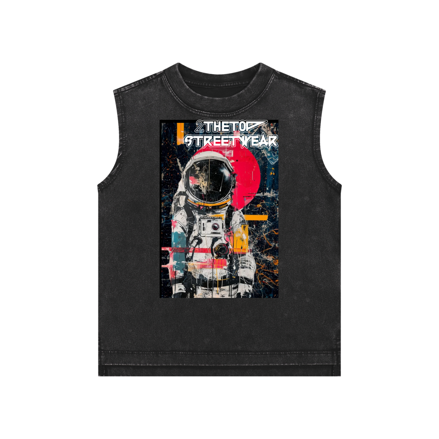 Neutral snow washed kids' tank top in 100% cotton with loose fit and round neck
