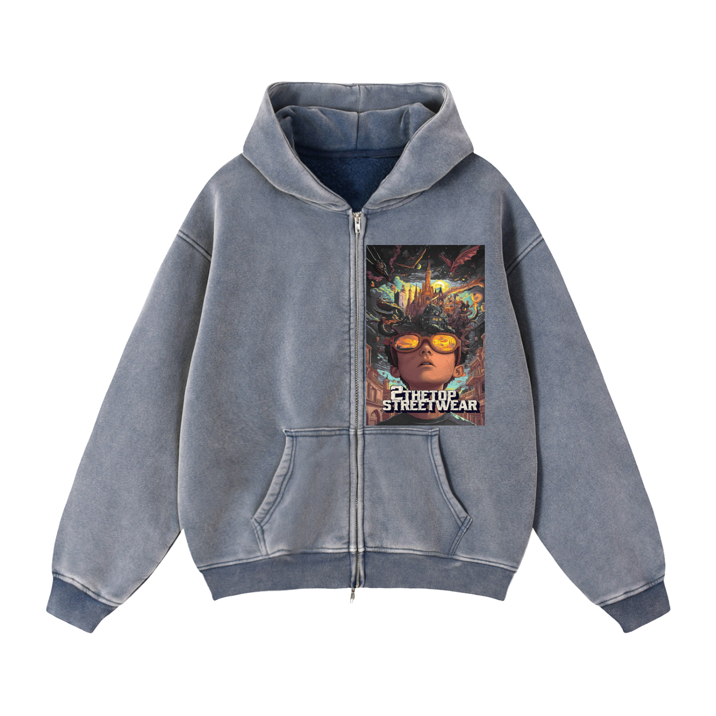 Zip-Through Boxy Fleece Hoodie