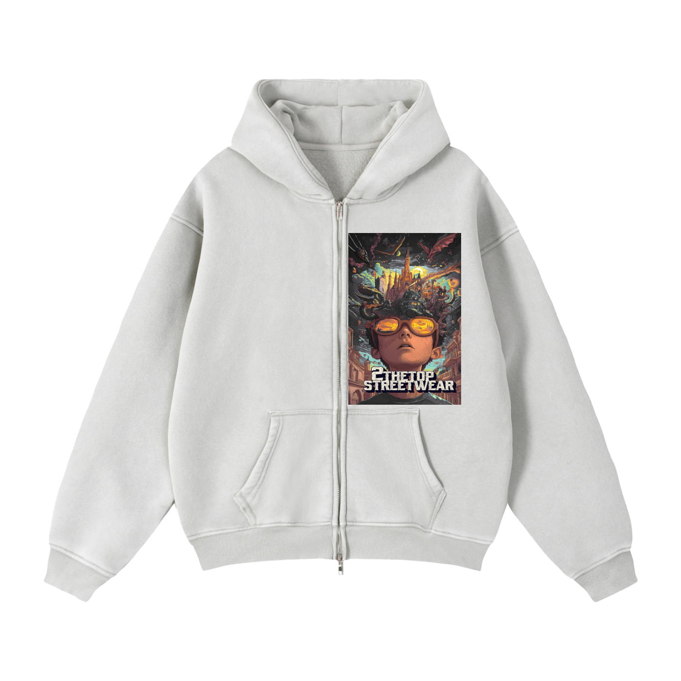 Zip-Through Boxy Fleece Hoodie
