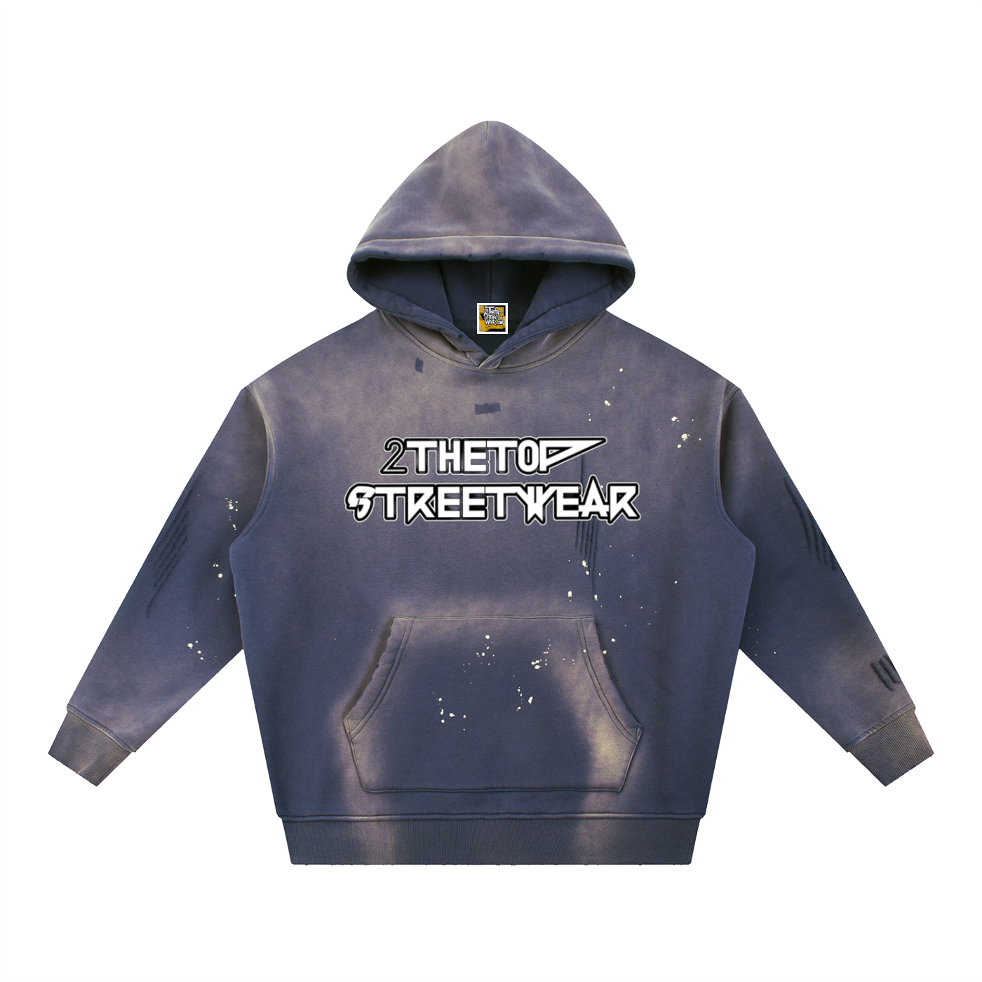 Vintage Washed Frayed Fleece Hoodie