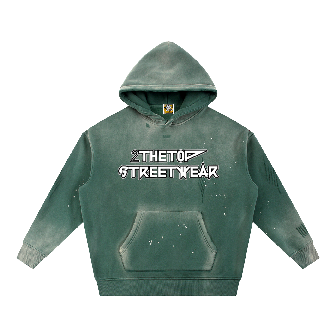 Vintage Washed Frayed Fleece Hoodie