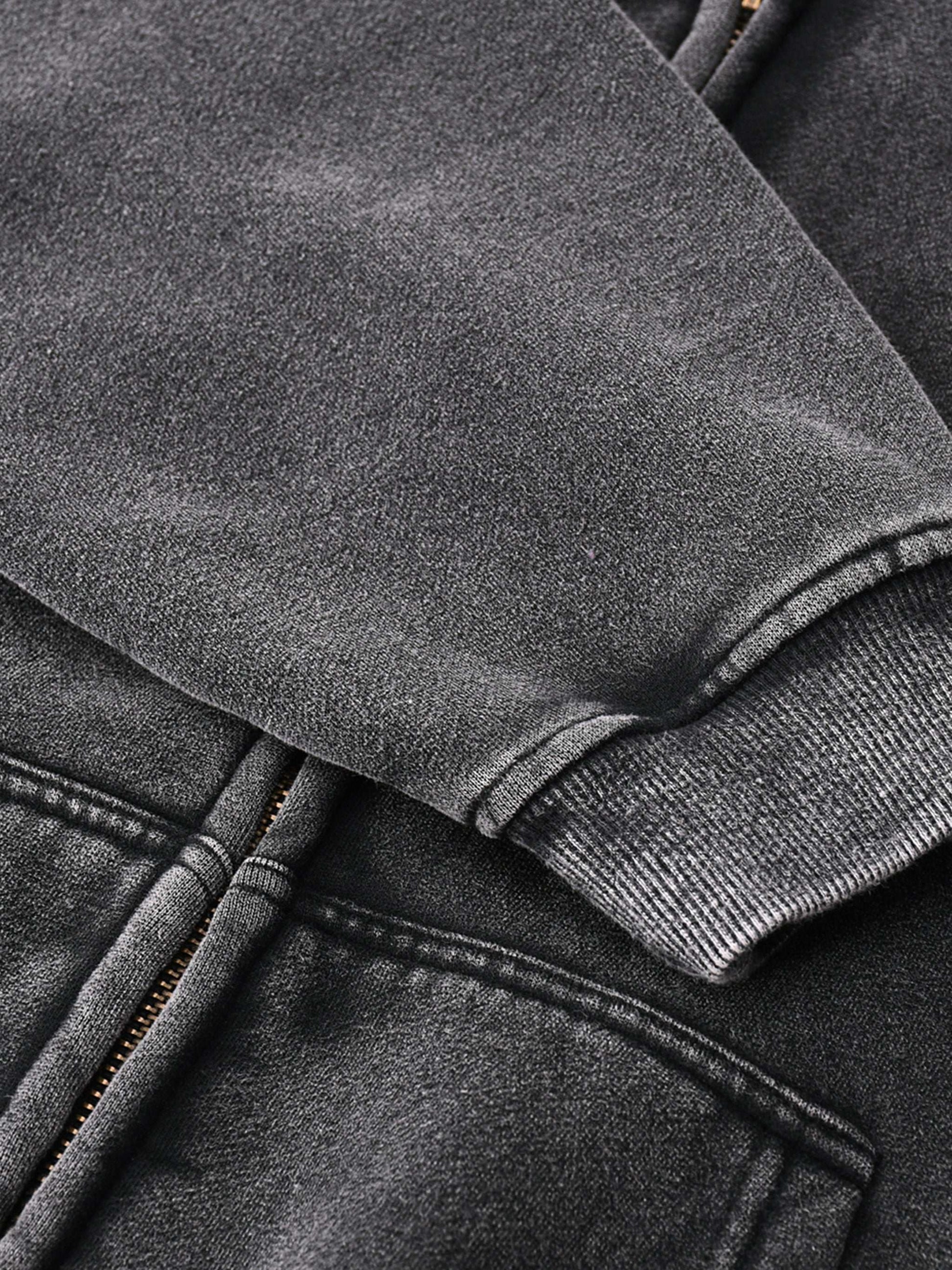 Mens Zip Up Hoodies Zip-Through Boxy Fleece Hoodie