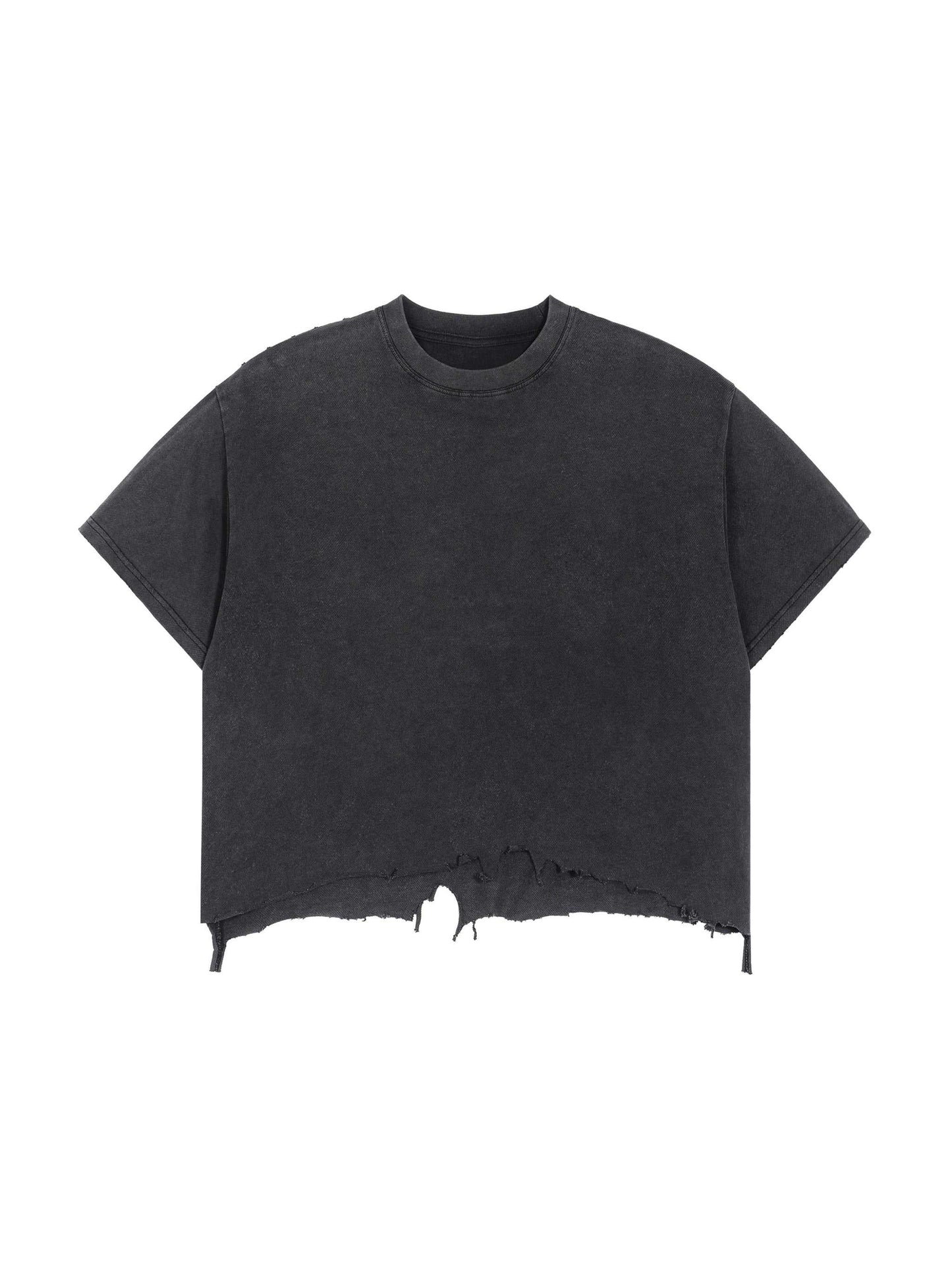 Vintage Wash Boxy Distressed Hem T-Shirt