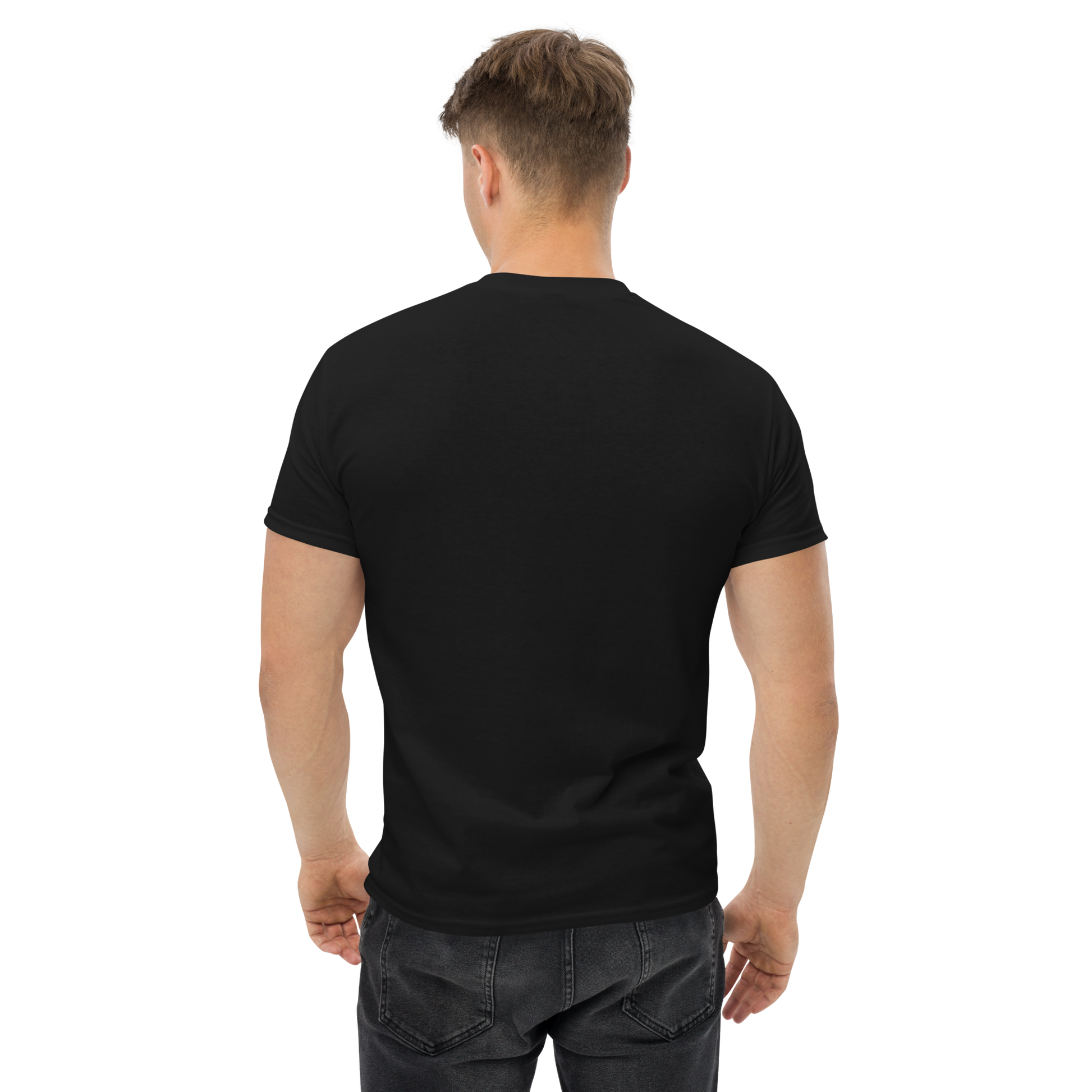 Black graphics t-shirt with bold astronaut design for streetwear style