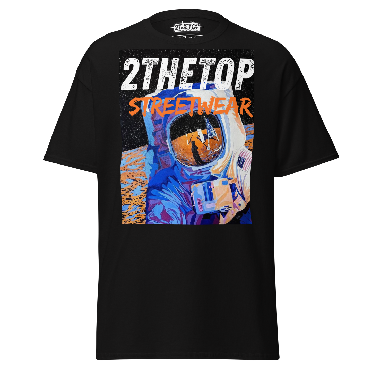 Adult streetwear graphics t-shirt with bold astronaut design on breathable cotton fabric