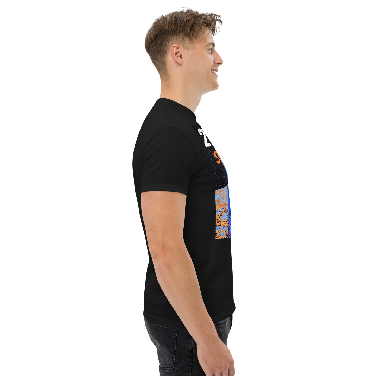 Streetwear graphics t-shirt with bold astronaut design on adult tee