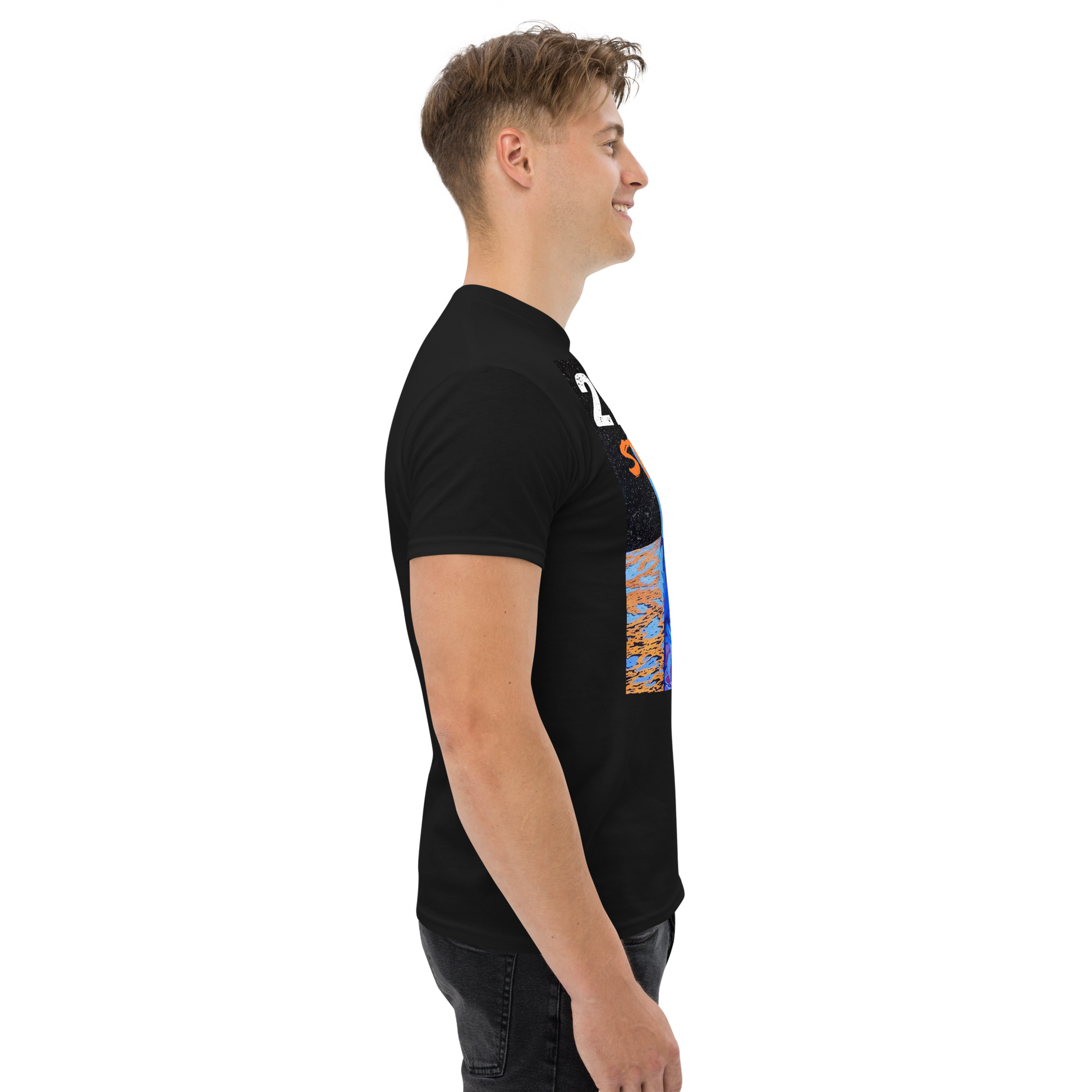 Streetwear graphics t-shirt with bold astronaut design on adult tee