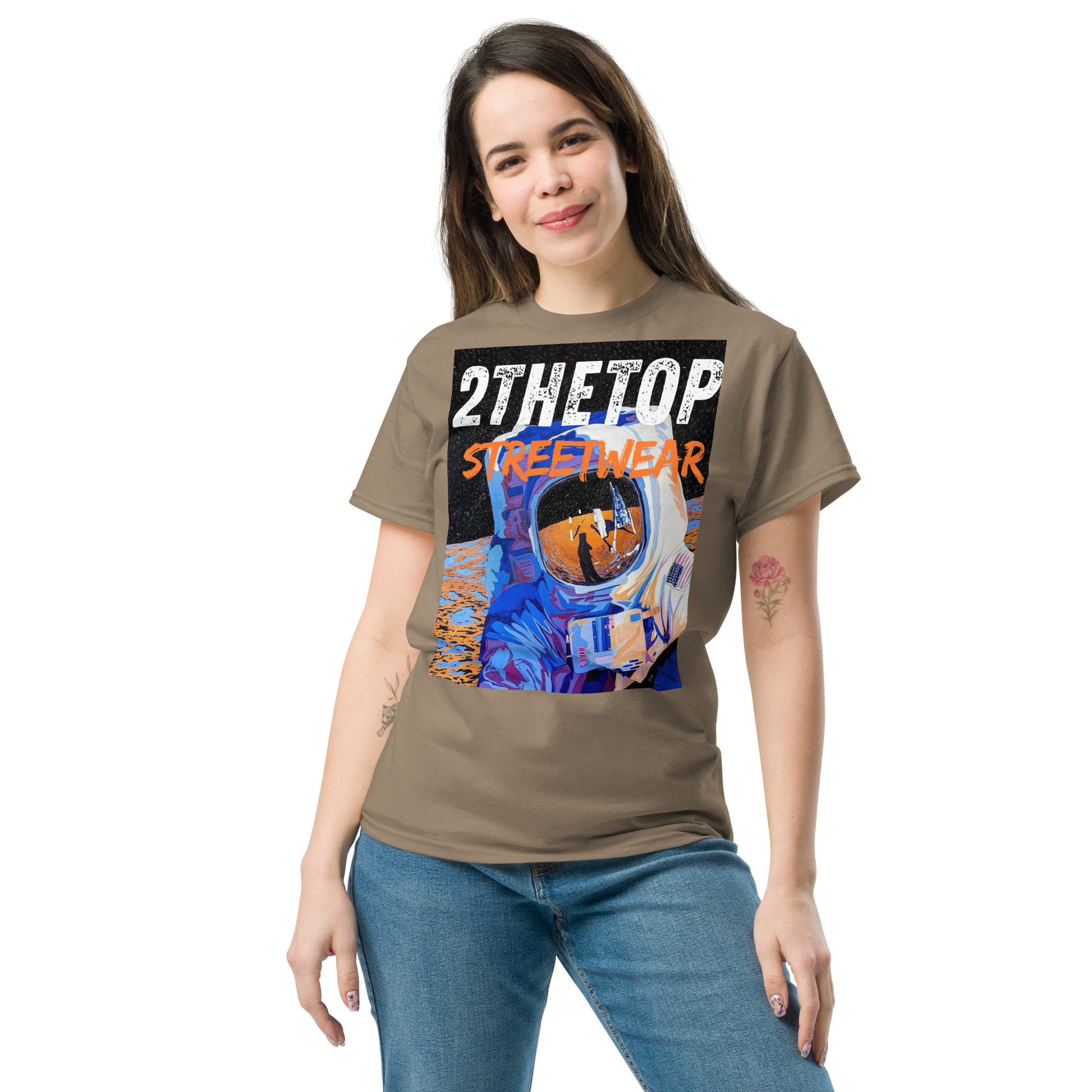 Streetwear adult graphics t-shirt with bold astronaut design in breathable cotton fabric