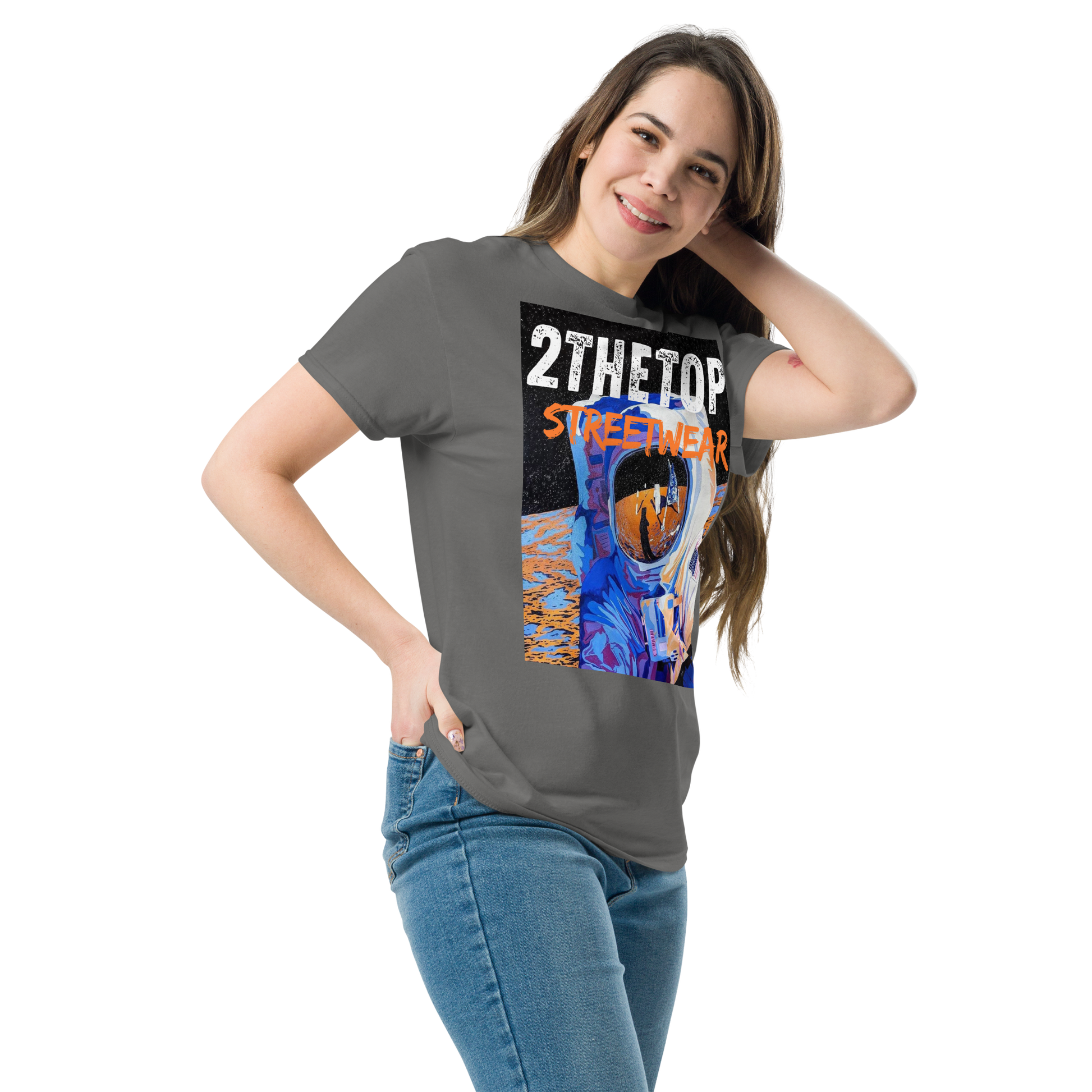 Streetwear graphics t-shirt featuring bold astronaut design on breathable cotton fabric
