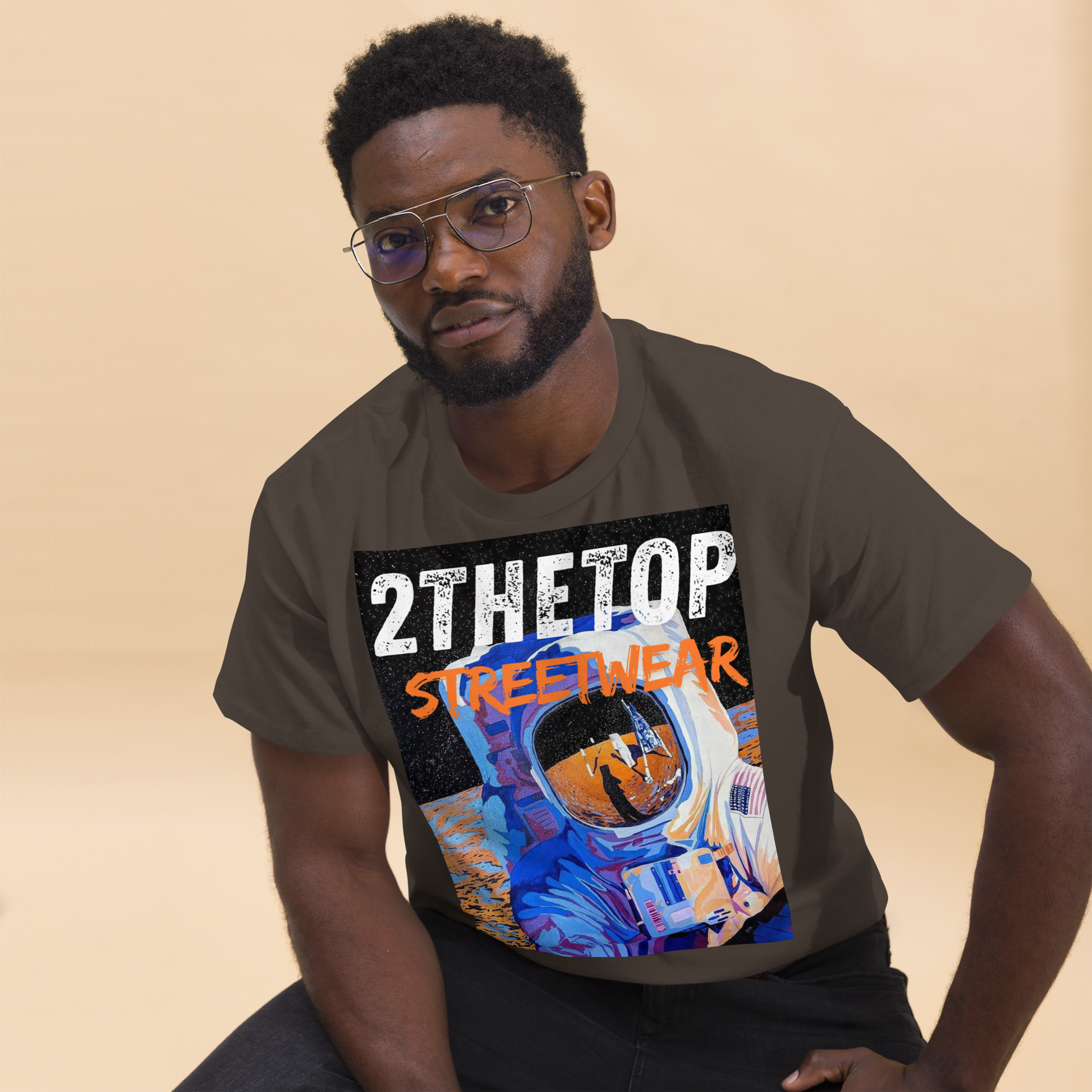 Urban streetwear graphics t-shirt featuring a bold astronaut design on breathable cotton fabric