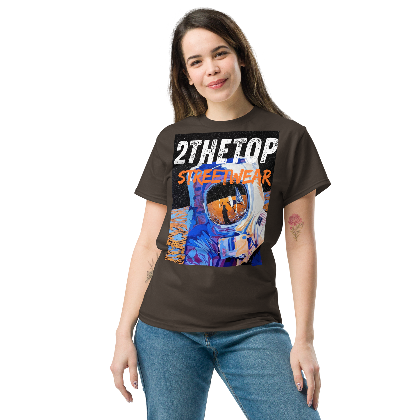 Adult streetwear graphics t-shirt featuring a bold astronaut graphic on high-quality cotton fabric