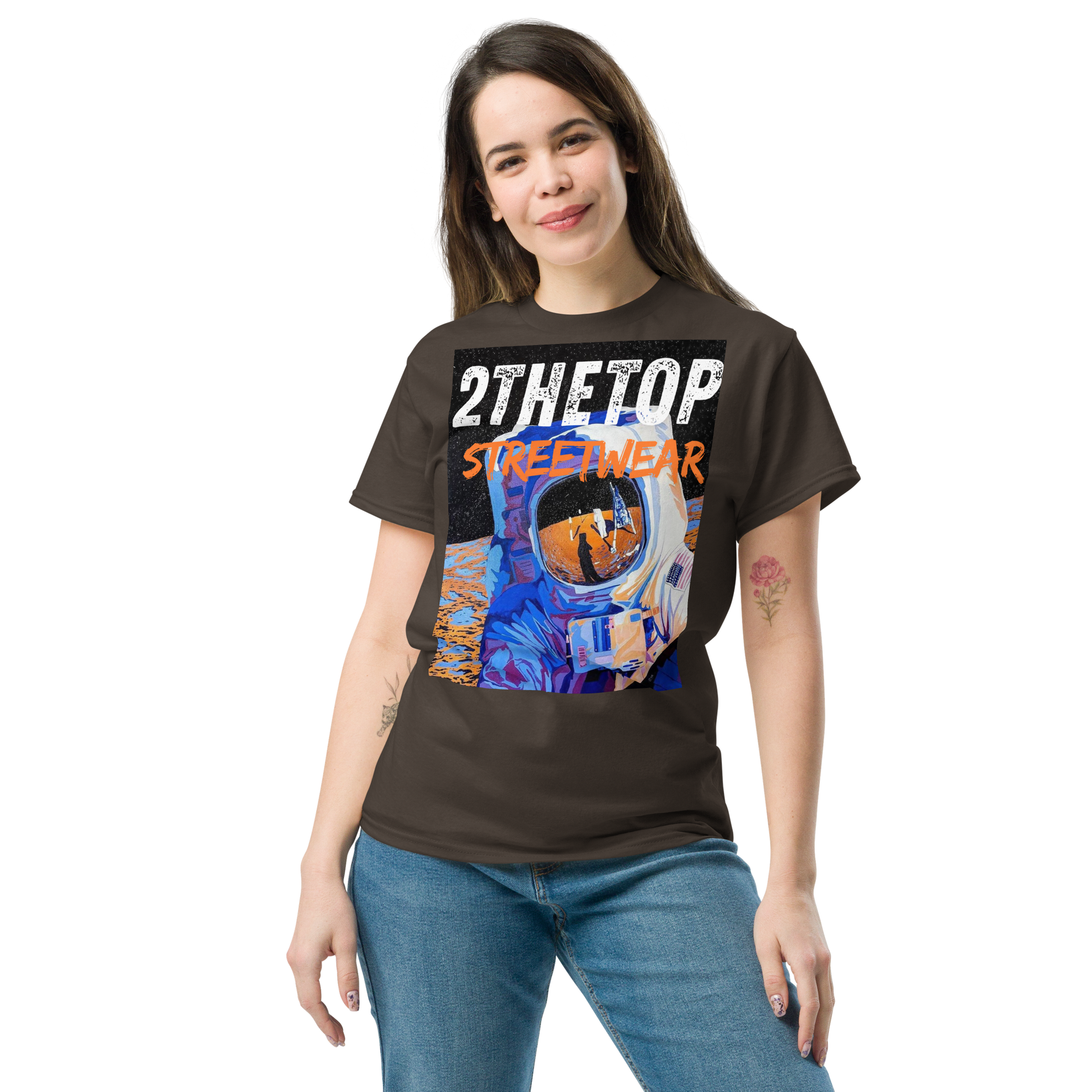 Adult streetwear graphics t-shirt featuring a bold astronaut graphic on high-quality cotton fabric