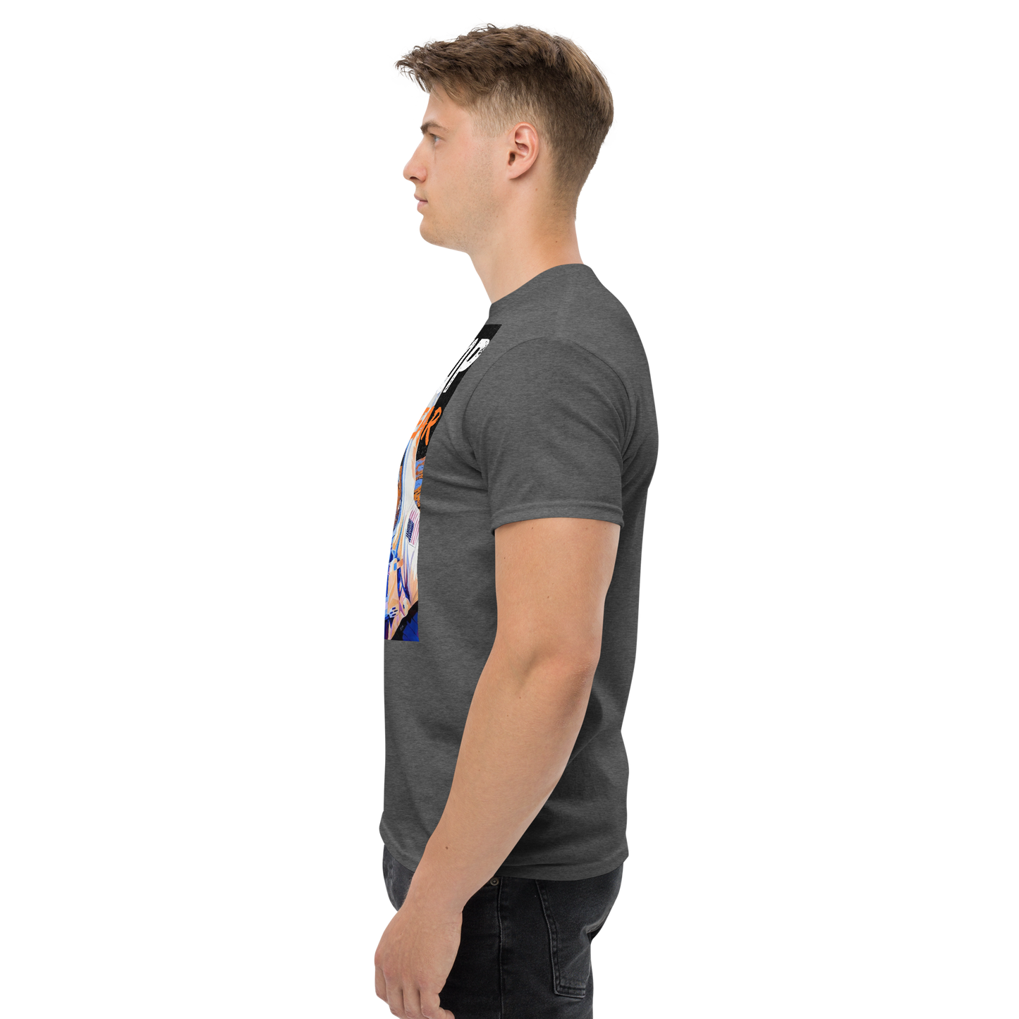 Adult streetwear graphics t-shirt featuring a bold astronaut design on breathable cotton fabric