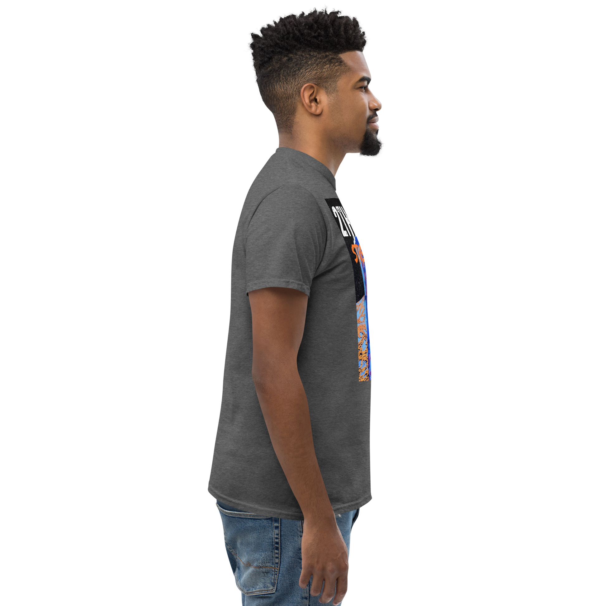 Adult streetwear graphics t-shirt with bold astronaut design for casual urban style