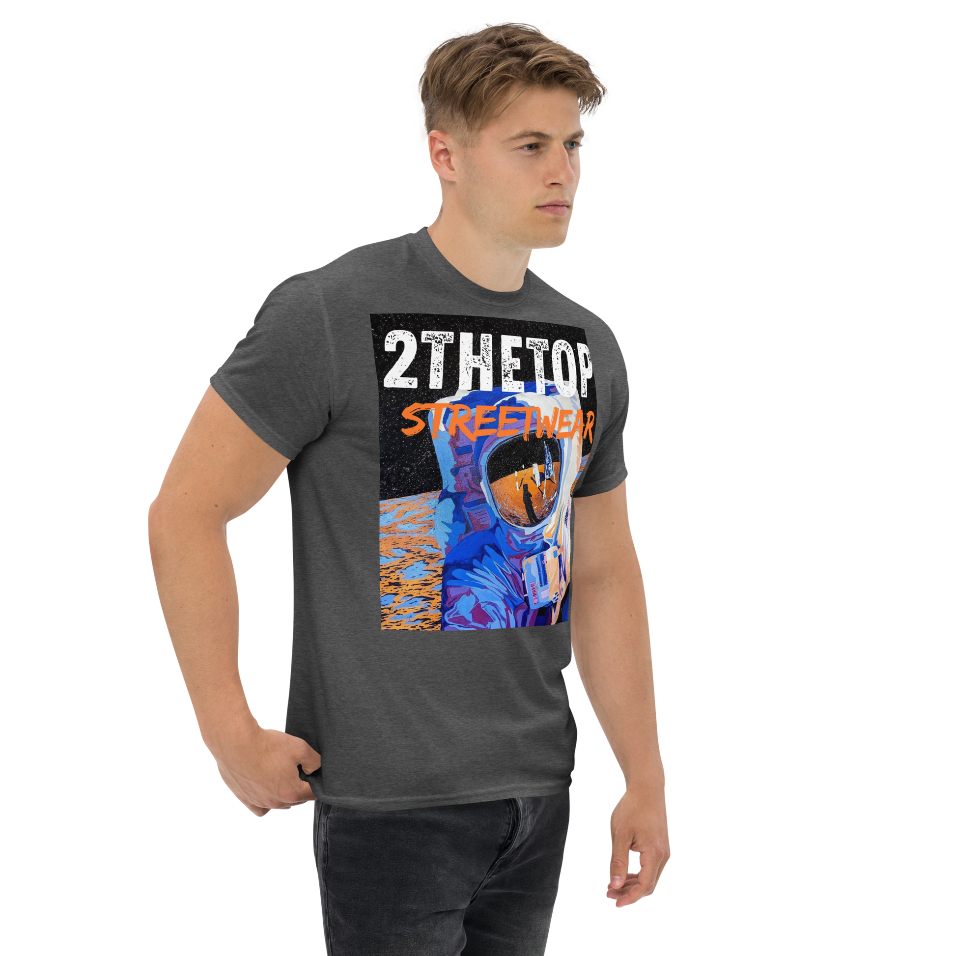 Adult streetwear graphics t-shirt featuring bold astronaut design on breathable cotton fabric