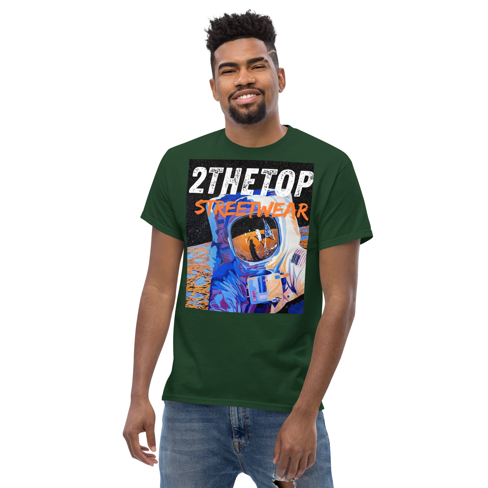 Urban graphics t-shirt with astronaut design for adult streetwear style