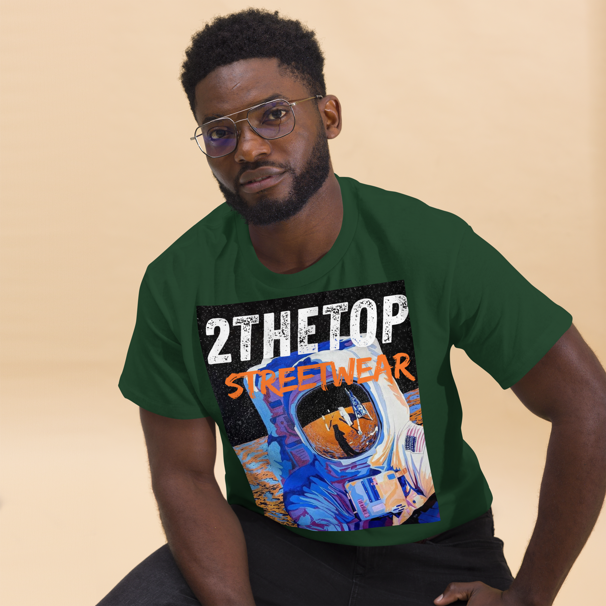 Adult streetwear graphics t-shirt featuring bold astronaut design in high-quality cotton for casual urban style