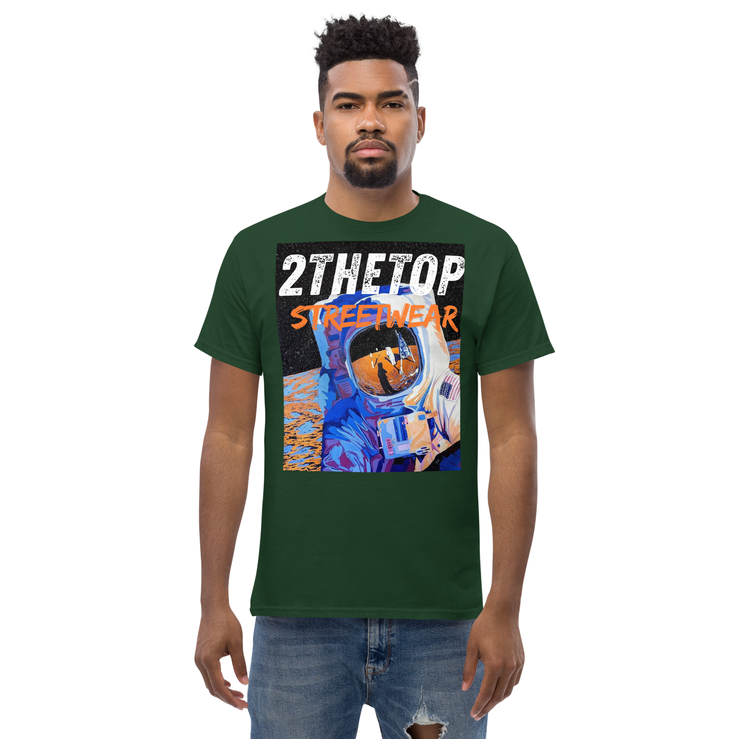 Graphics t-shirt with astronaut design, breathable cotton, and streetwear style for men