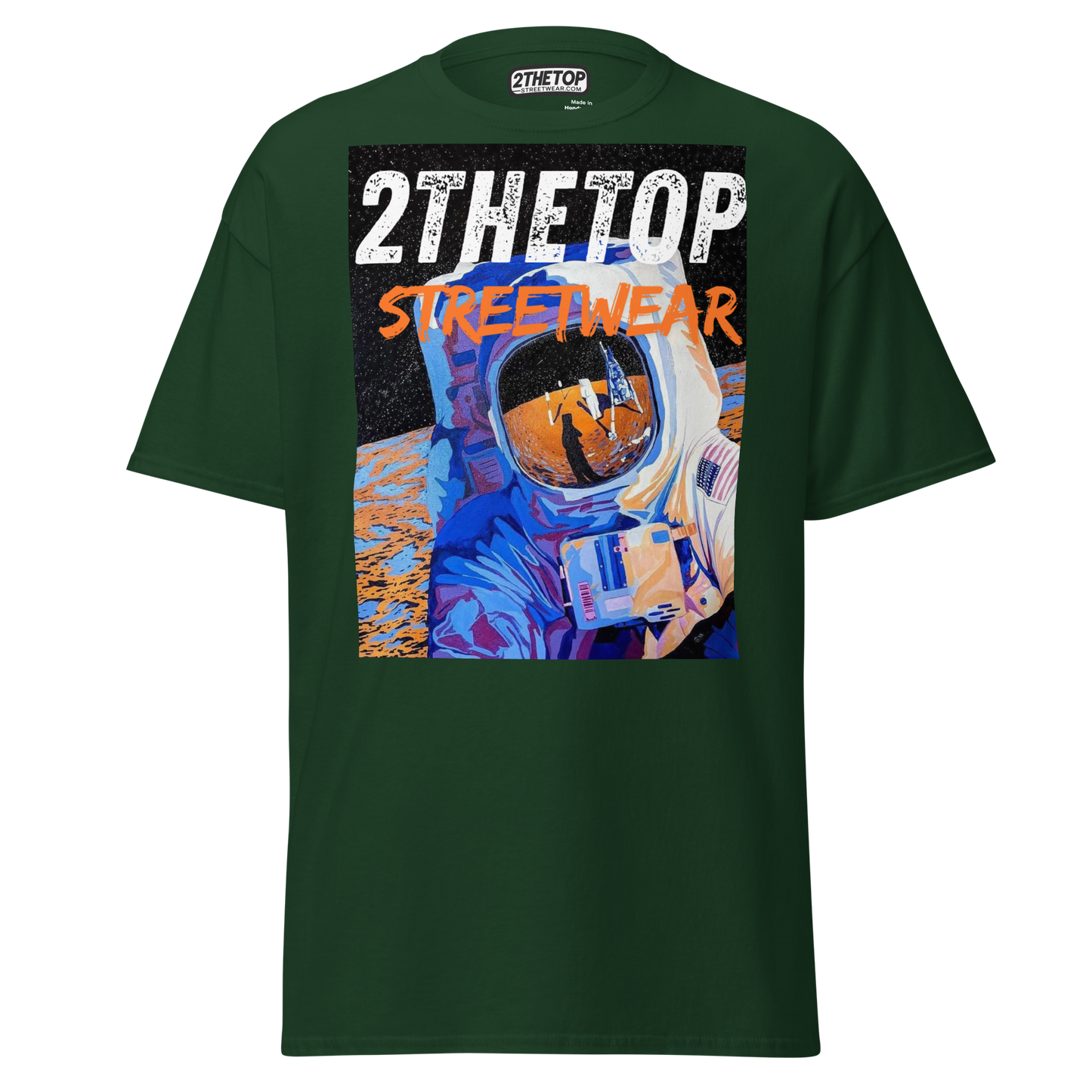 Black graphics t-shirt with astronaut design for streetwear style