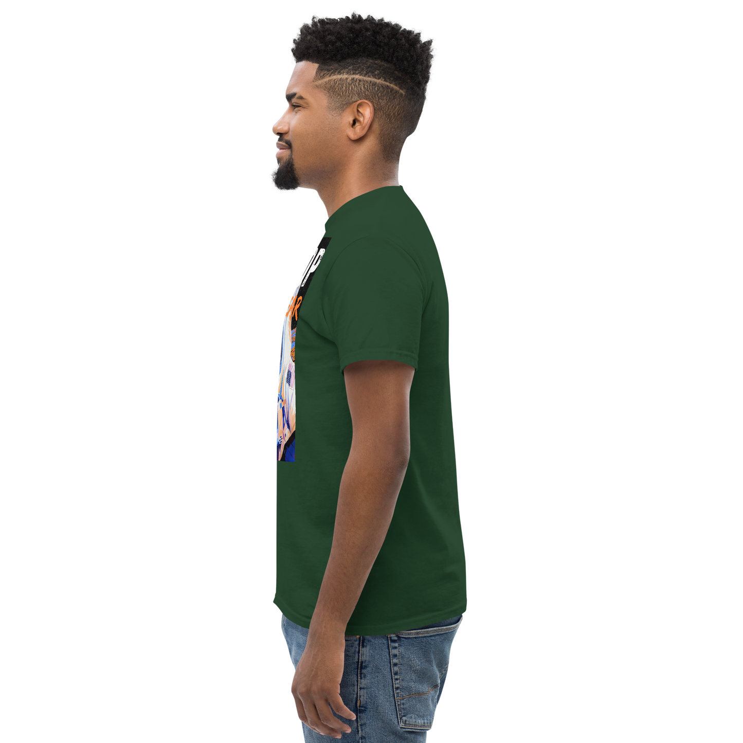 Adult streetwear graphics t-shirt with astronaut design, breathable cotton, and double seam durability
