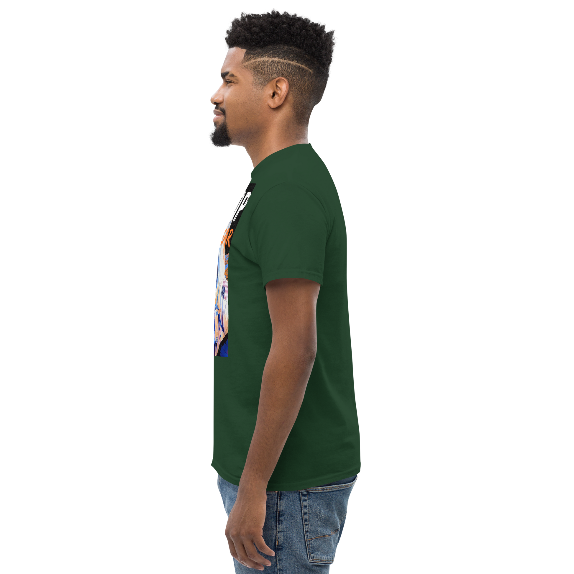 Adult streetwear graphics t-shirt with astronaut design, breathable cotton, and double seam durability