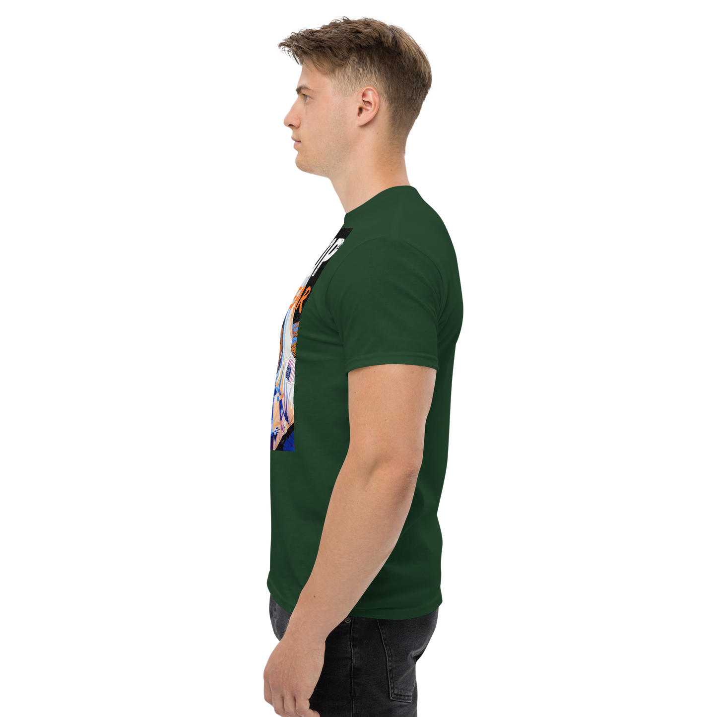 Men's streetwear graphics t-shirt with bold astronaut design on cotton fabric