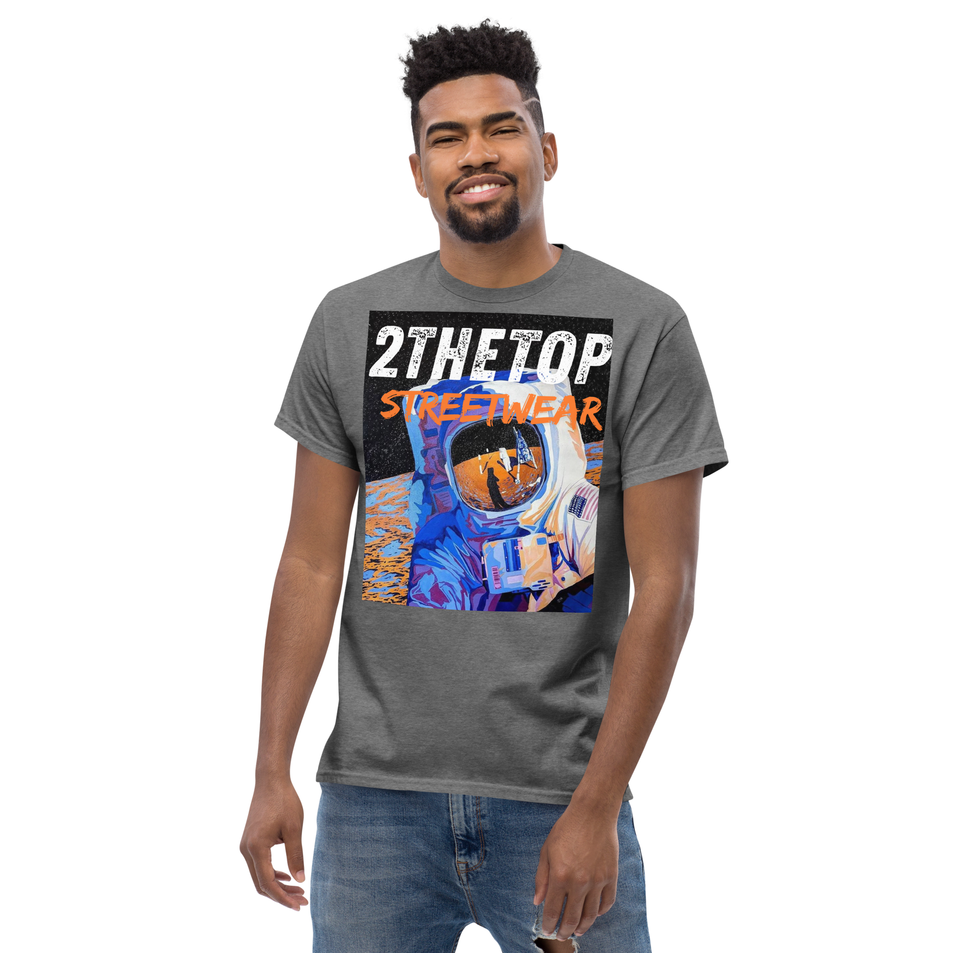 Urban streetwear graphics t-shirt with astronaut design on breathable cotton fabric