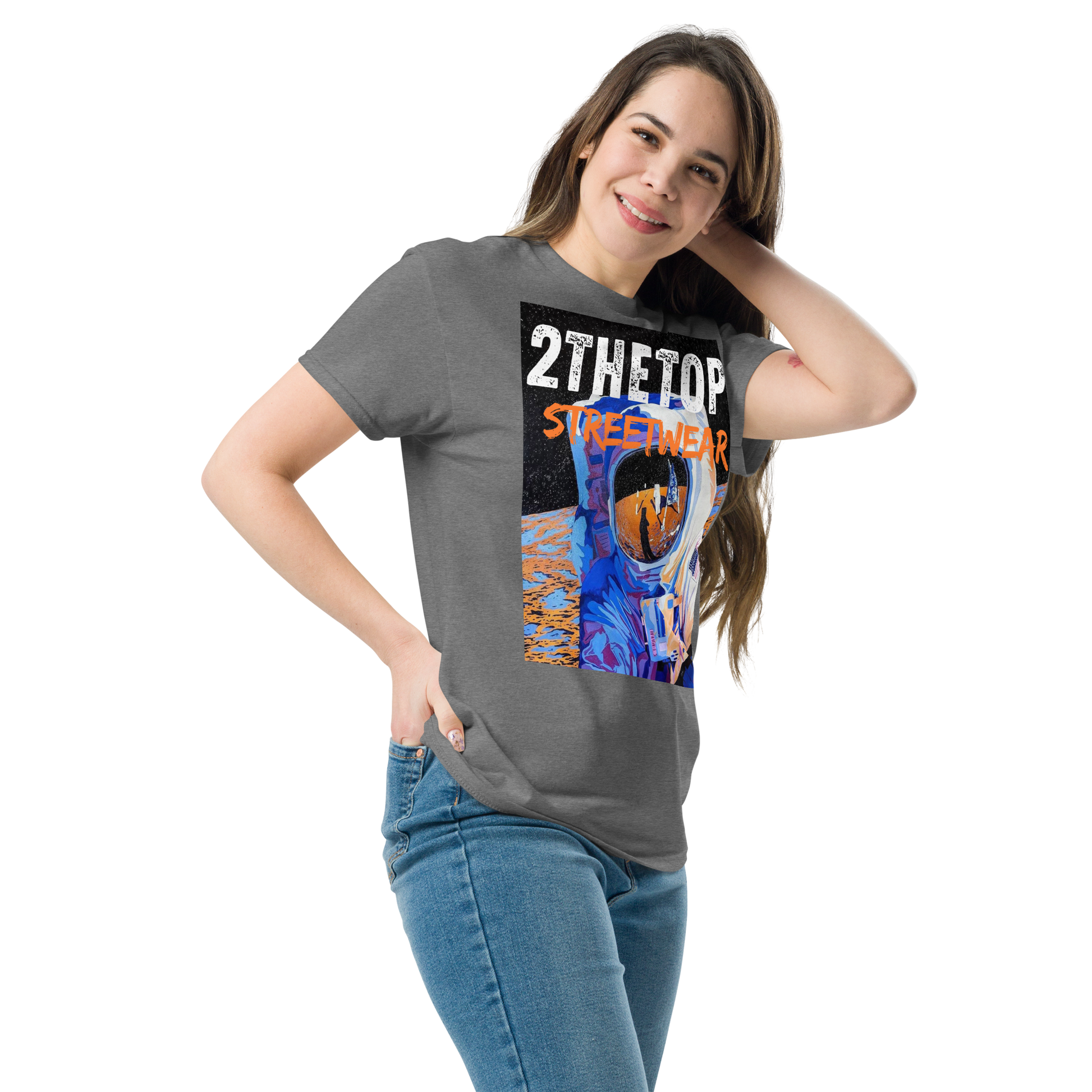 Urban streetwear graphics t-shirt featuring bold astronaut design on breathable cotton fabric