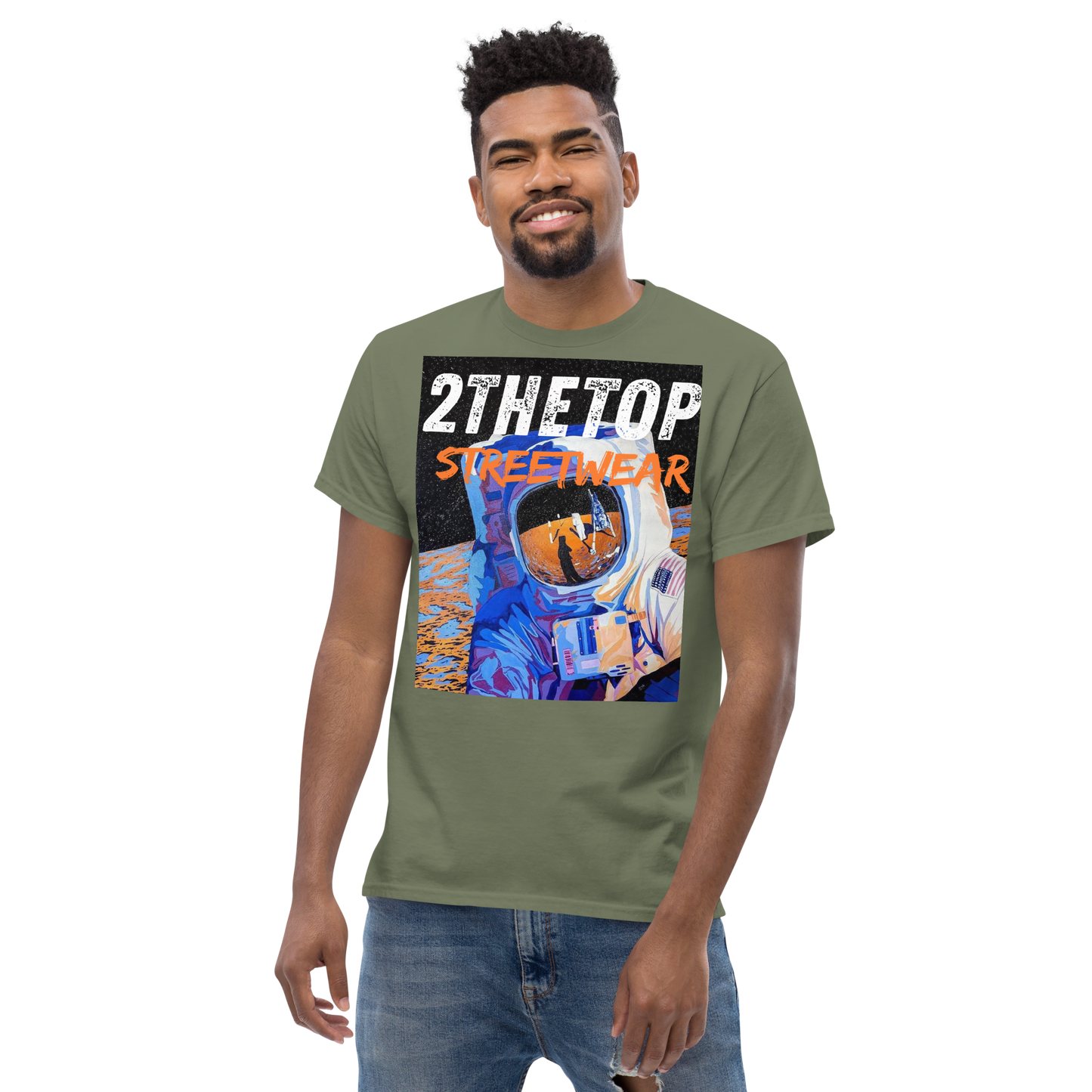 Graphics t-shirt featuring bold astronaut design for streetwear style