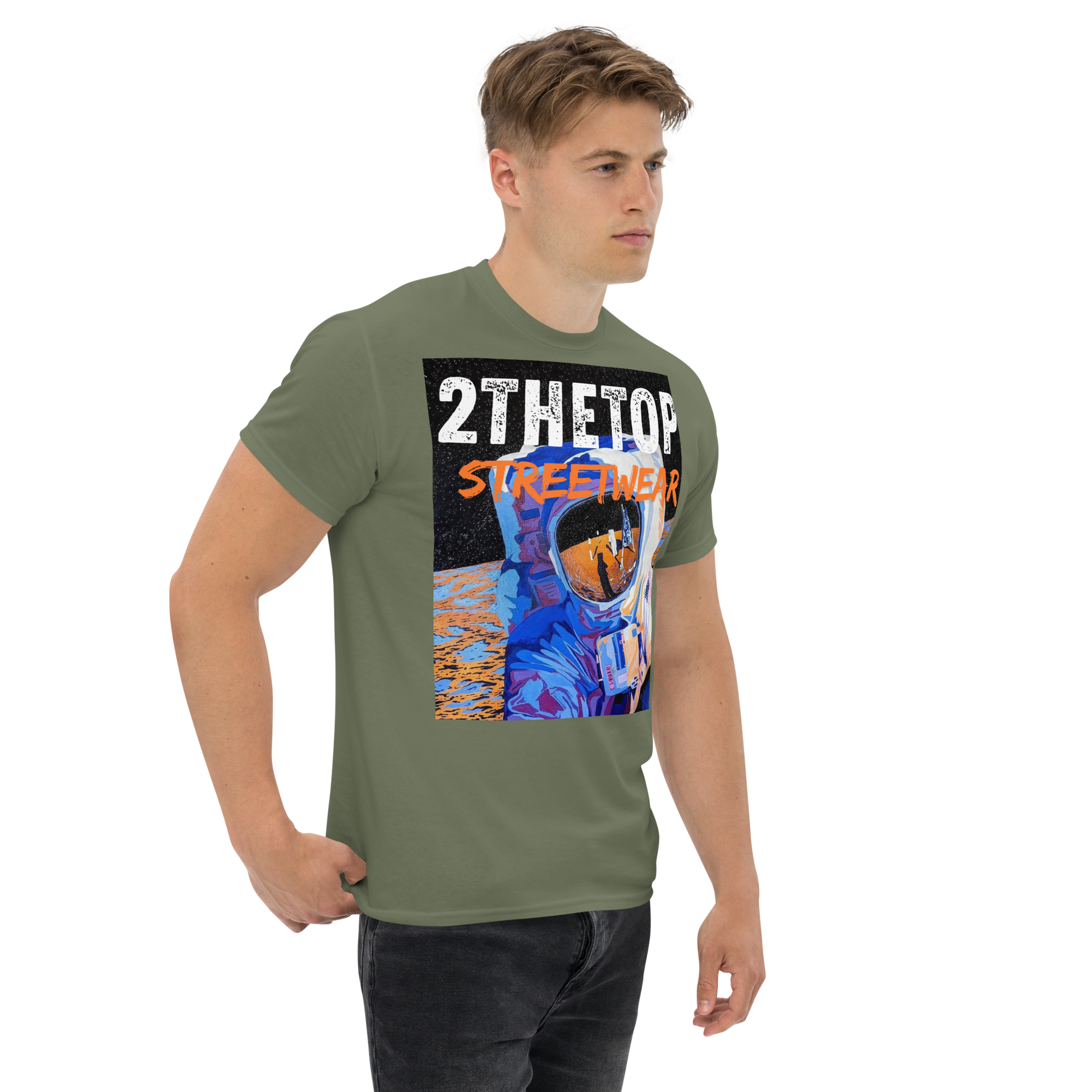 Graphic t-shirt with astronaut design for stylish streetwear and casual comfort