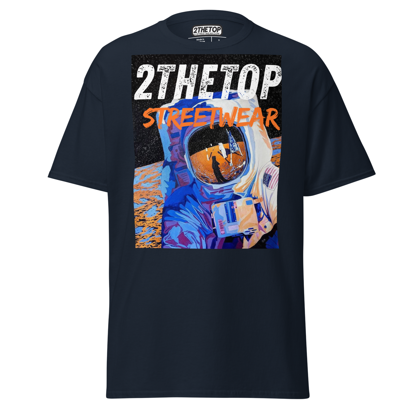 Adult streetwear graphics t-shirt with astronaut design in bold urban style