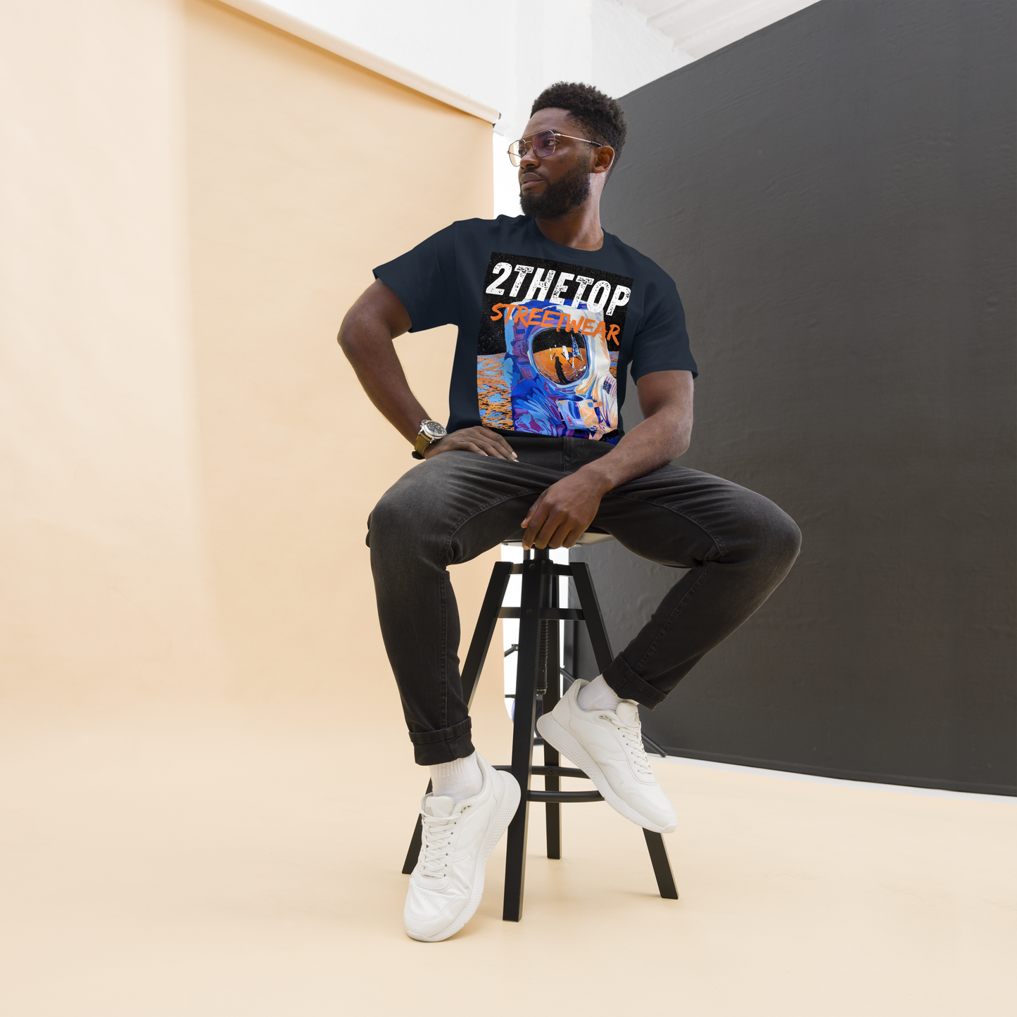 Graphics t-shirt featuring a bold astronaut design for urban streetwear style