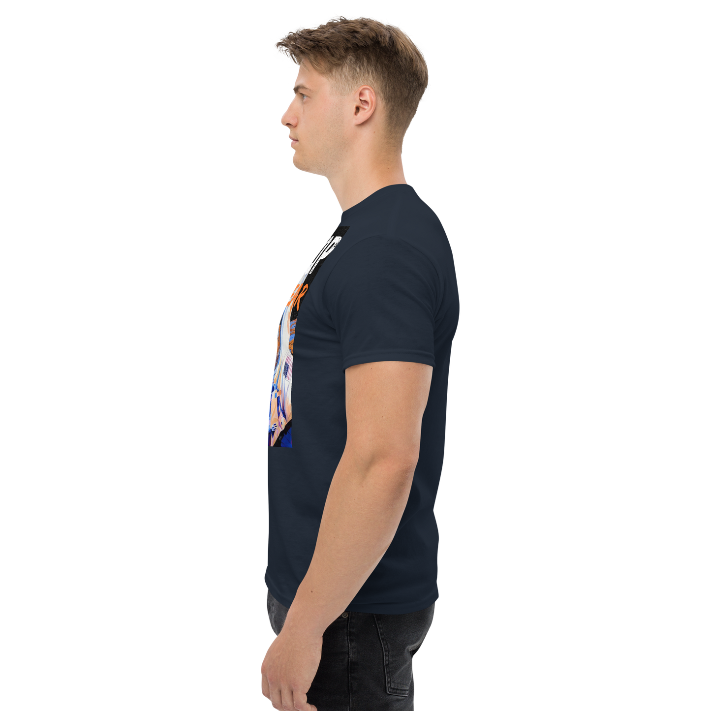 Adult streetwear graphics t-shirt with bold astronaut design and comfortable cotton fabric