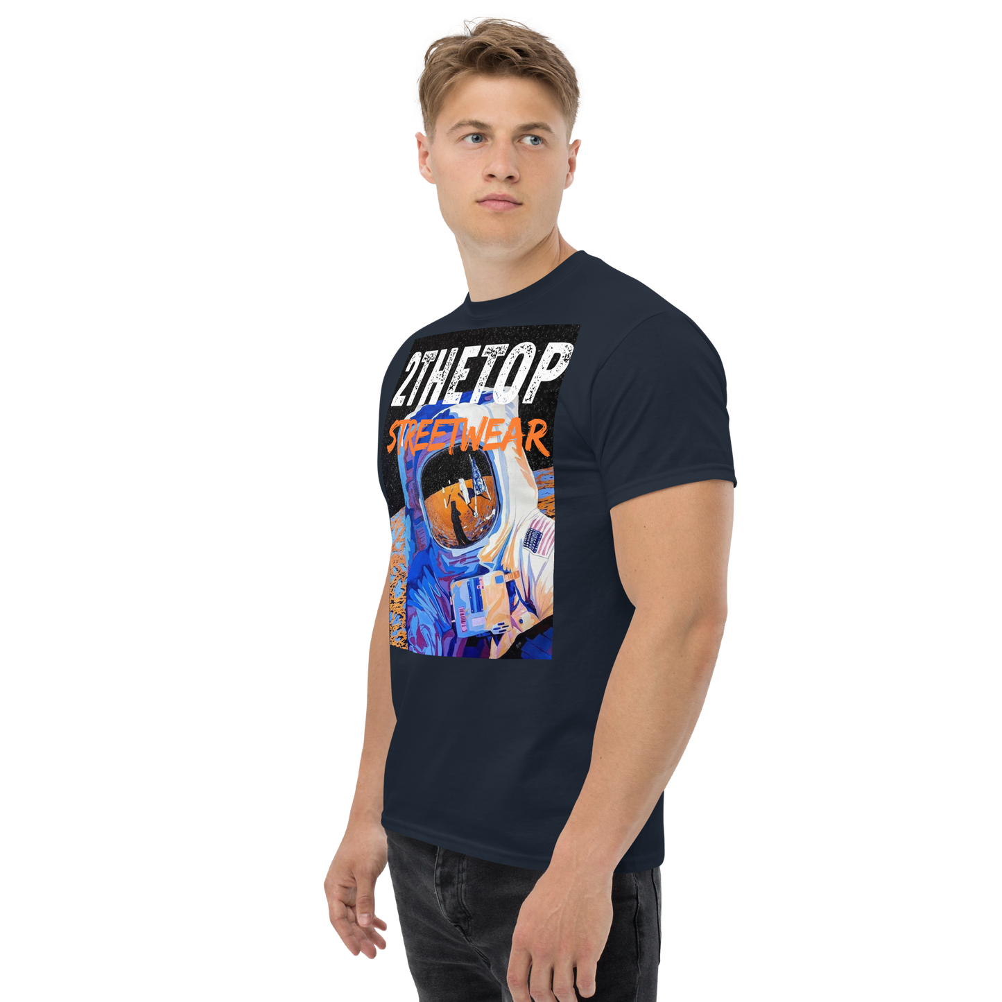 Adult streetwear graphics t-shirt featuring a bold astronaut design on breathable cotton fabric