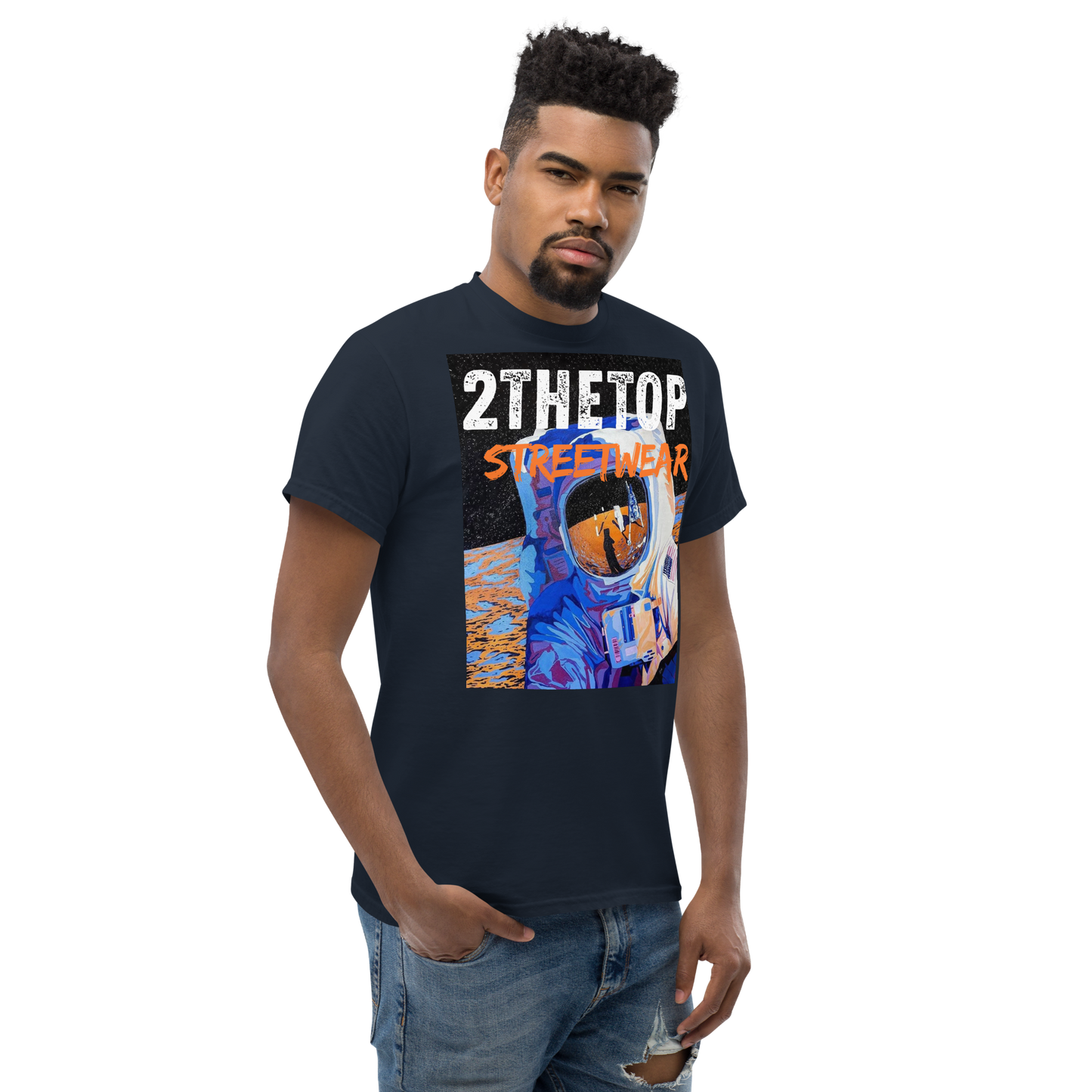 Streetwear graphics t-shirt with astronaut design for adult casual style