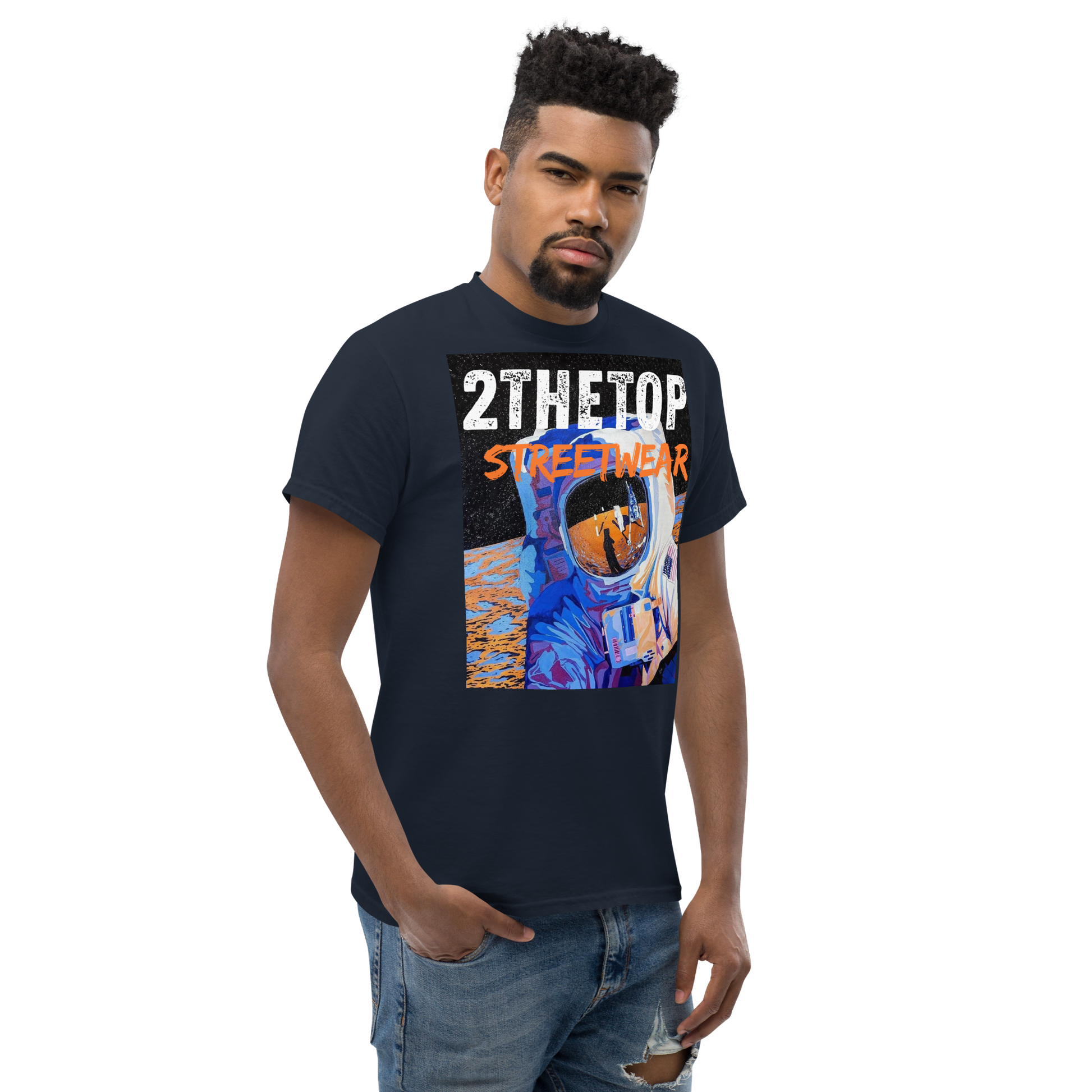 Streetwear graphics t-shirt with astronaut design for adult casual style