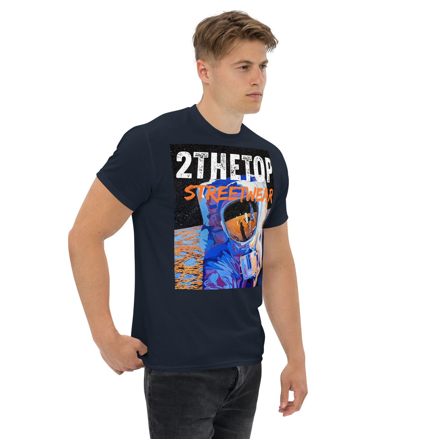 Adult streetwear graphics t-shirt with astronaut design on high-quality cotton fabric