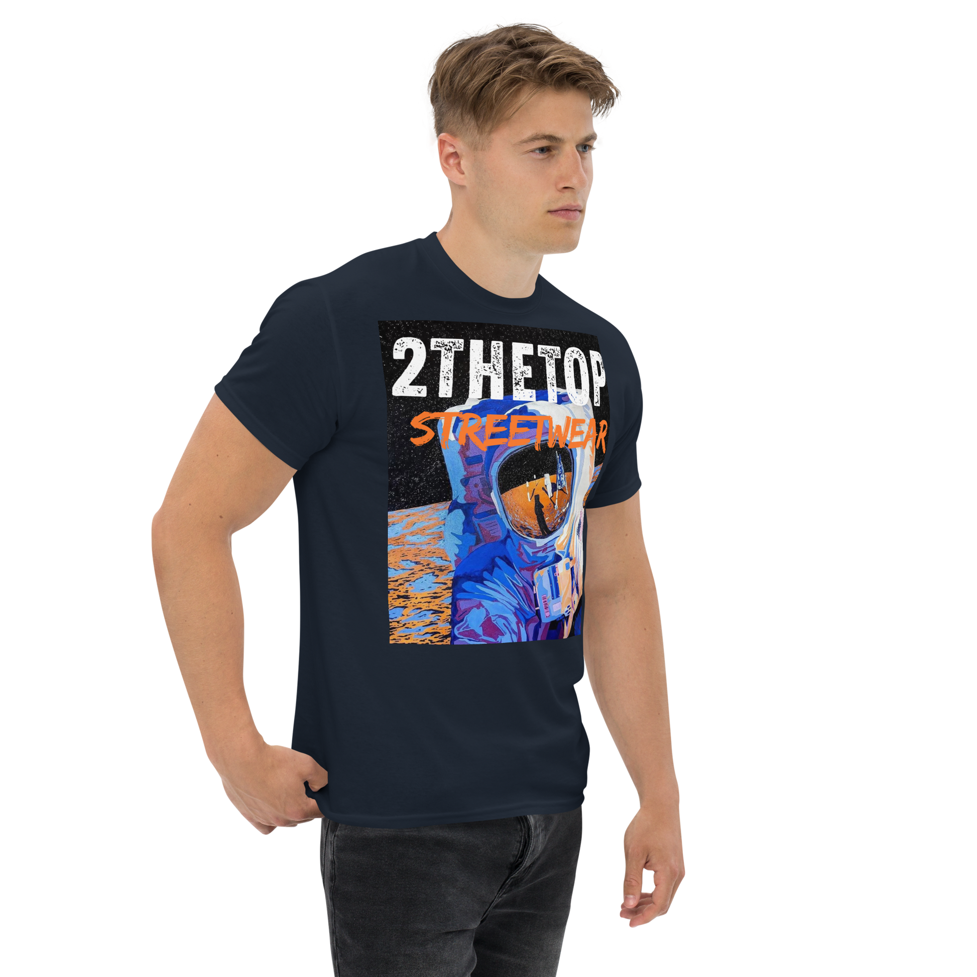 Adult streetwear graphics t-shirt with astronaut design on high-quality cotton fabric