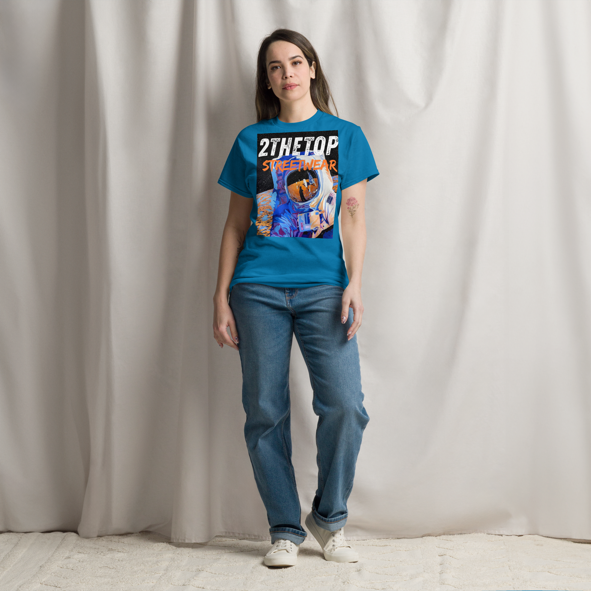 Men's streetwear graphics t-shirt featuring bold astronaut design on breathable cotton fabric